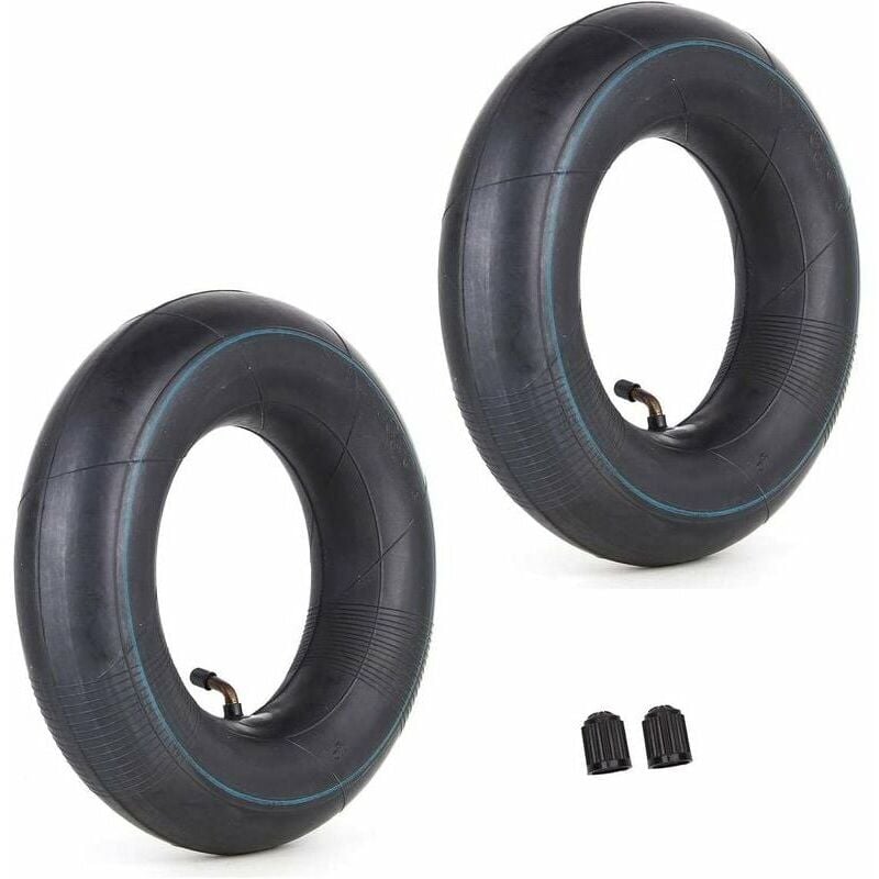 CA Pack de 2 cámaras de aire Ulisem, tamaño 4.00/3.50-6, equipadas con vástago de válvula en ángulo TR87, adecuadas para carretillas manuales, cortadoras de césped, remolques de jardín, carretillas.