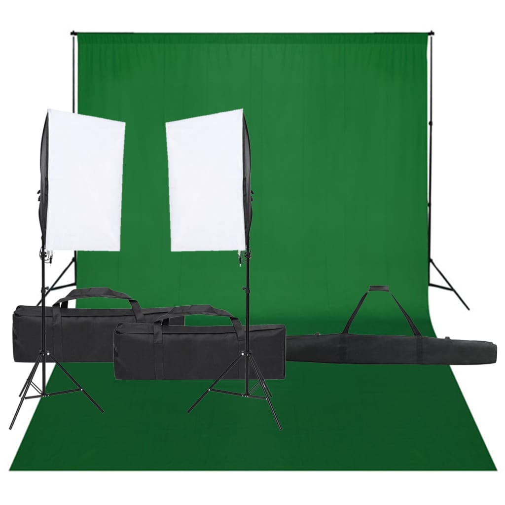 vidaXL Kit de estudio fotográfico con set de luces y fondo