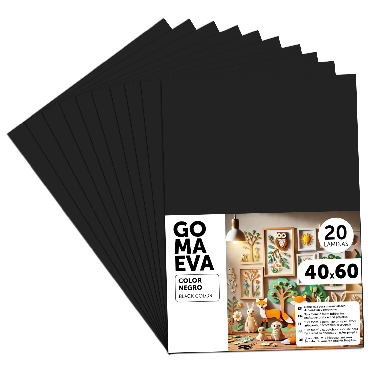 Goma Eva para Manualidades, Goma Espuma de Colores para Proyectos Creativos, Ideales para Artes y Manualidades, uso Escolar, Profesional o Artístico 40x60cm - m-office