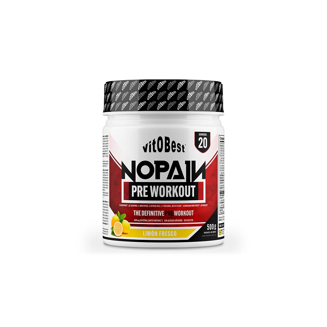 Vitobest NoPain 500 gramos - Matriz Pre-Entrenamiento de Alta Intensidad - Voluminizador Hemodinámico y Optimizador del Enfoque Cognitivo - Precursor de Óxido Nítrico (NO)