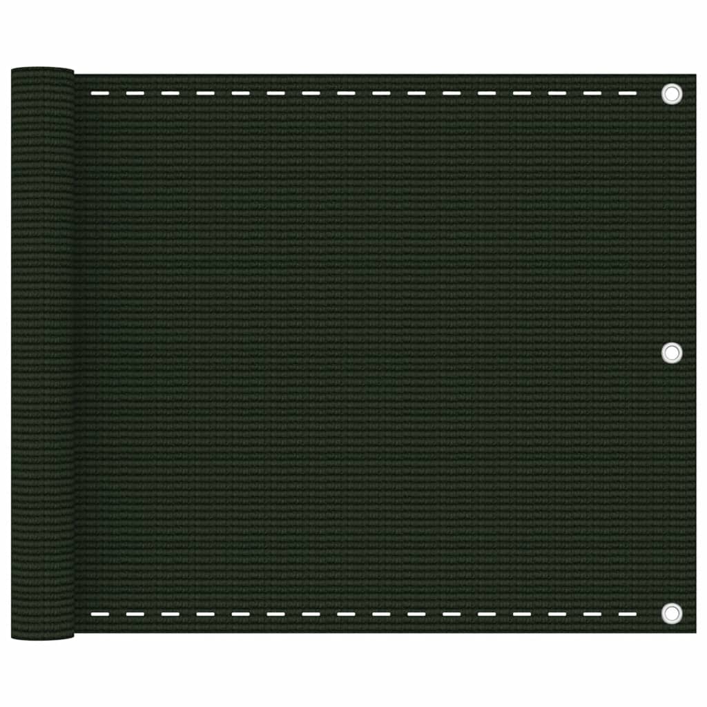vidaXL Toldo para balcón HDPE verde oscuro 75x500 cm