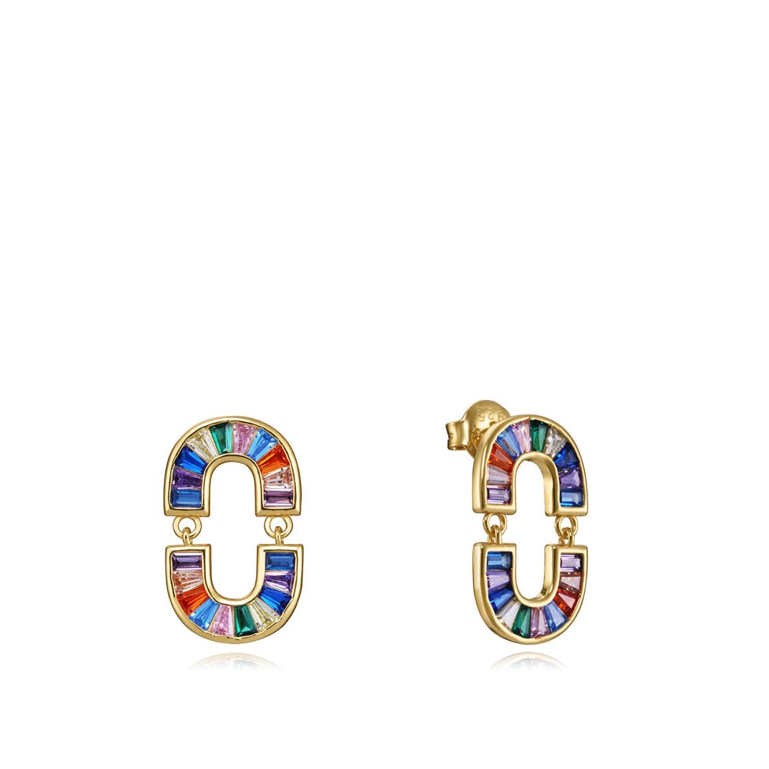 Viceroy Pendientes Elegant de plata de ley con baño de oro y circonitas de colores