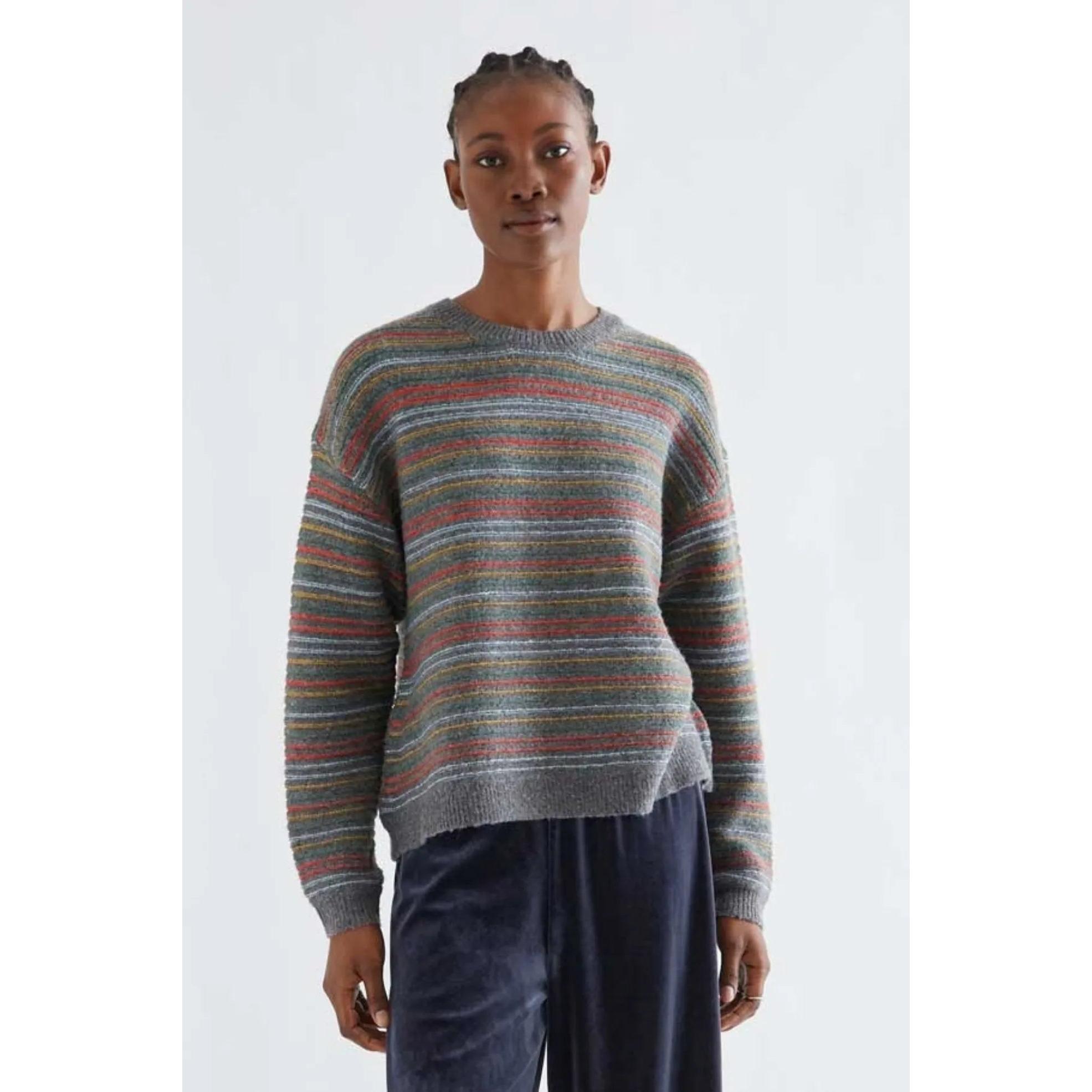 Compañia Fantastica Jersey Mujer Rayas Multicolores Gris