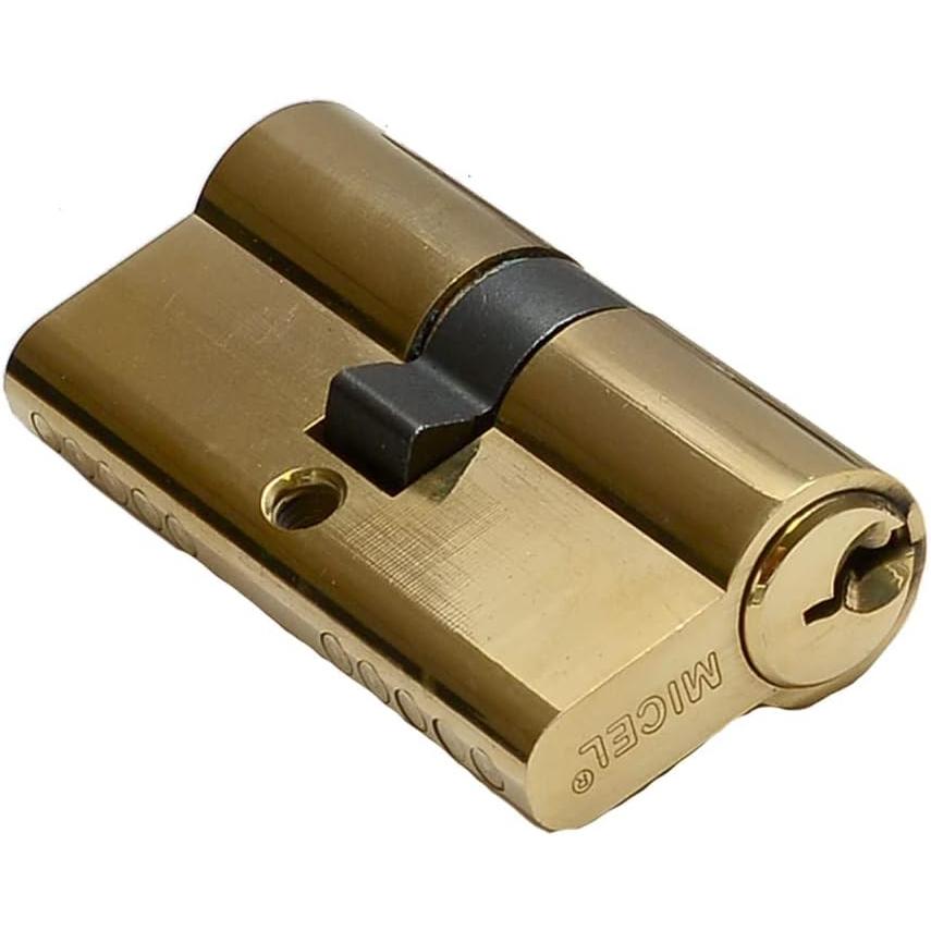 -13144-Cilindro de Serreta, Seguridad, European Perfect, con Palanca Corta, centrado, 30x30, Incluye Llaves, Hecho latonado, Color Dorado, 60x17x33mm