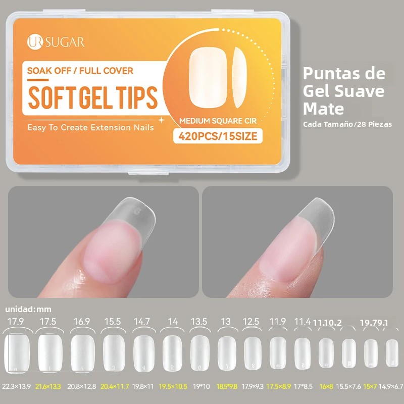 TK UR SUGAR Uñas Postizas De Gel Sofisticadas 420PCS En Caja Uñas Postizas De Almendra Cortas Tamaño Mixto Para Manicura Full Cover