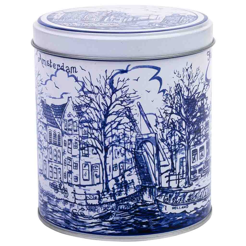 Wonderlust Deco - Bote de metal azul y blanco D10x11,5h cm Azul D10x11,5h cm