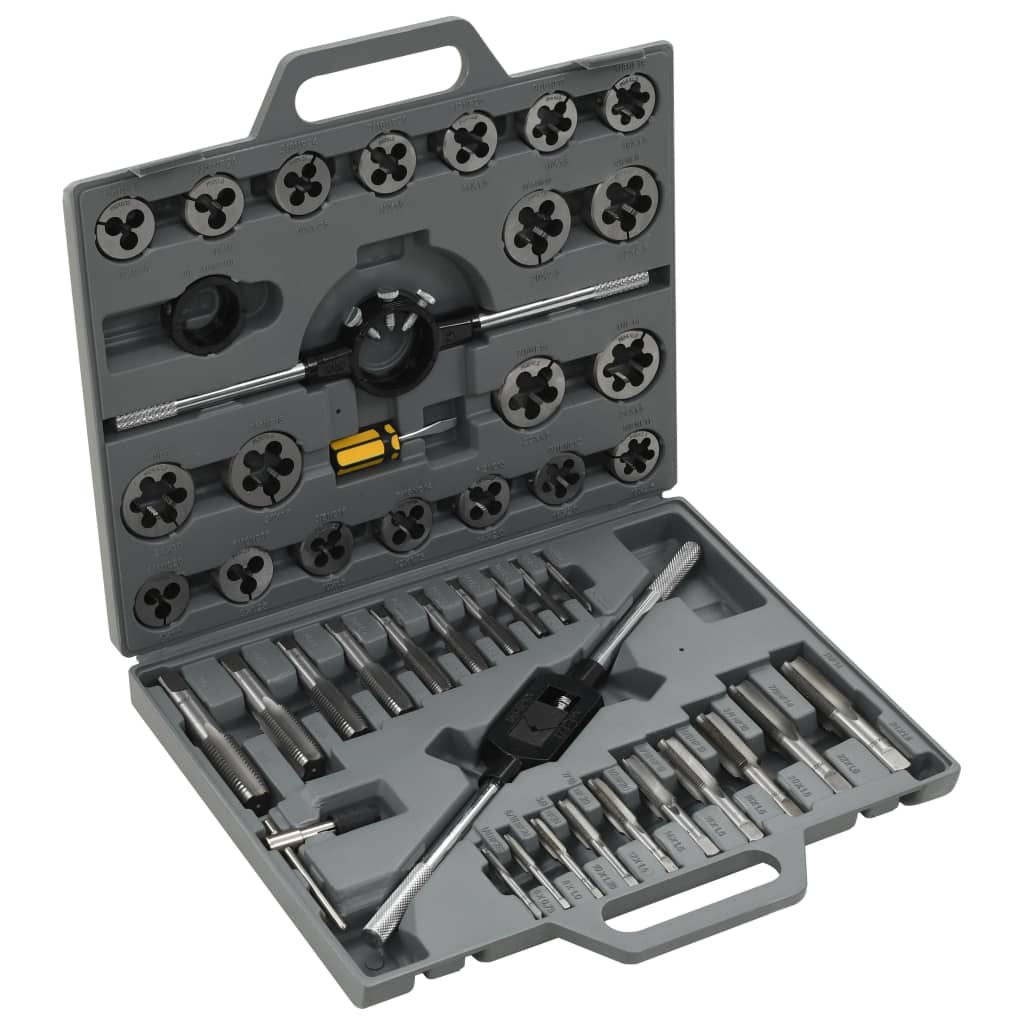 vidaXL Juego de Herramientas Set de Machos y Terrajas Mecánica Cantidad 40 unidades, 45 unidades, 111 unidad