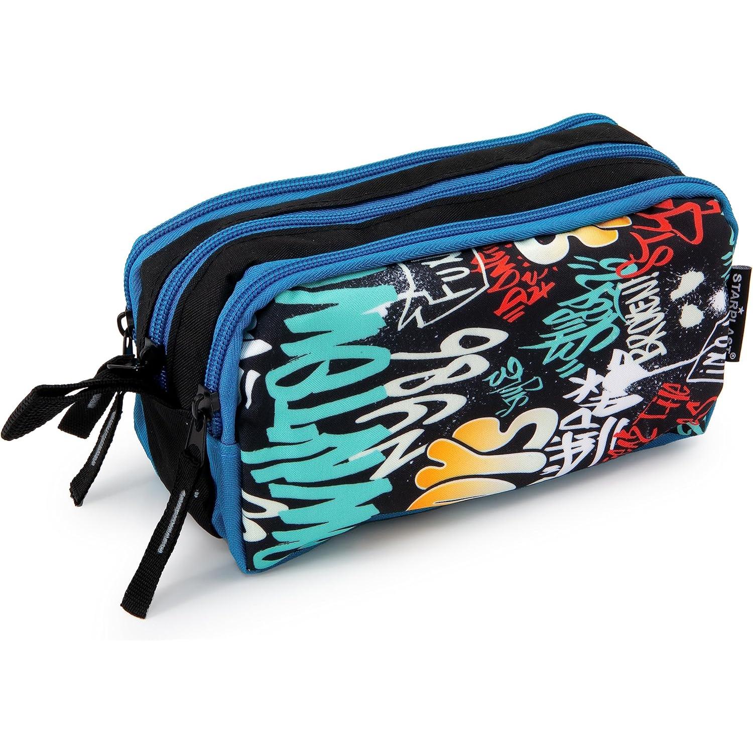 Estuche Escolar Porta Todo, 3 Cremalleras, 3 Compartimentos, Gran Capacidad, Multiuso, para Uso Escolar, Trabajo, Universidad
