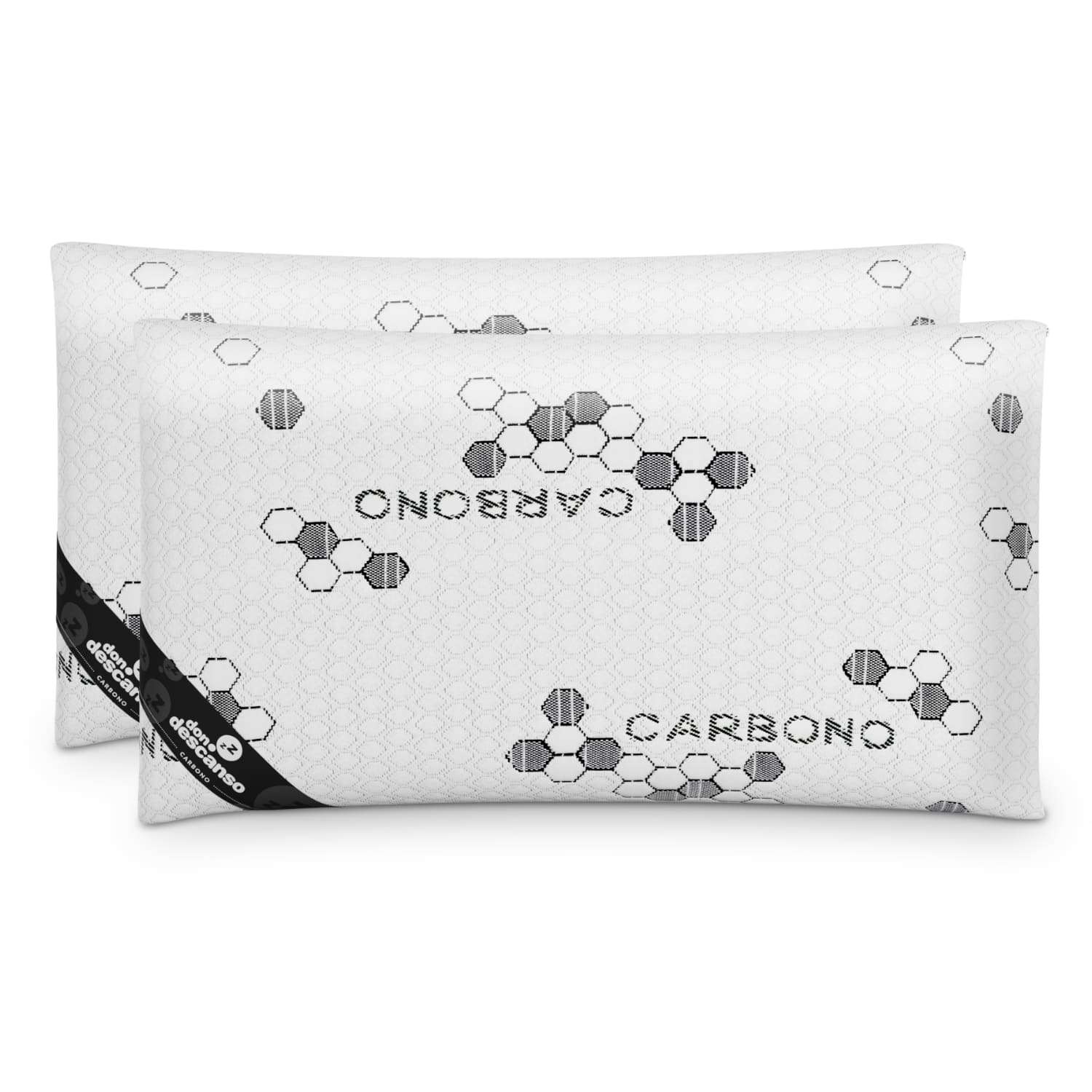 Nalui Almohadas Copos Viscoelástica Carbono Blanco Pack 2 (70x38 cm), Firmeza Media
