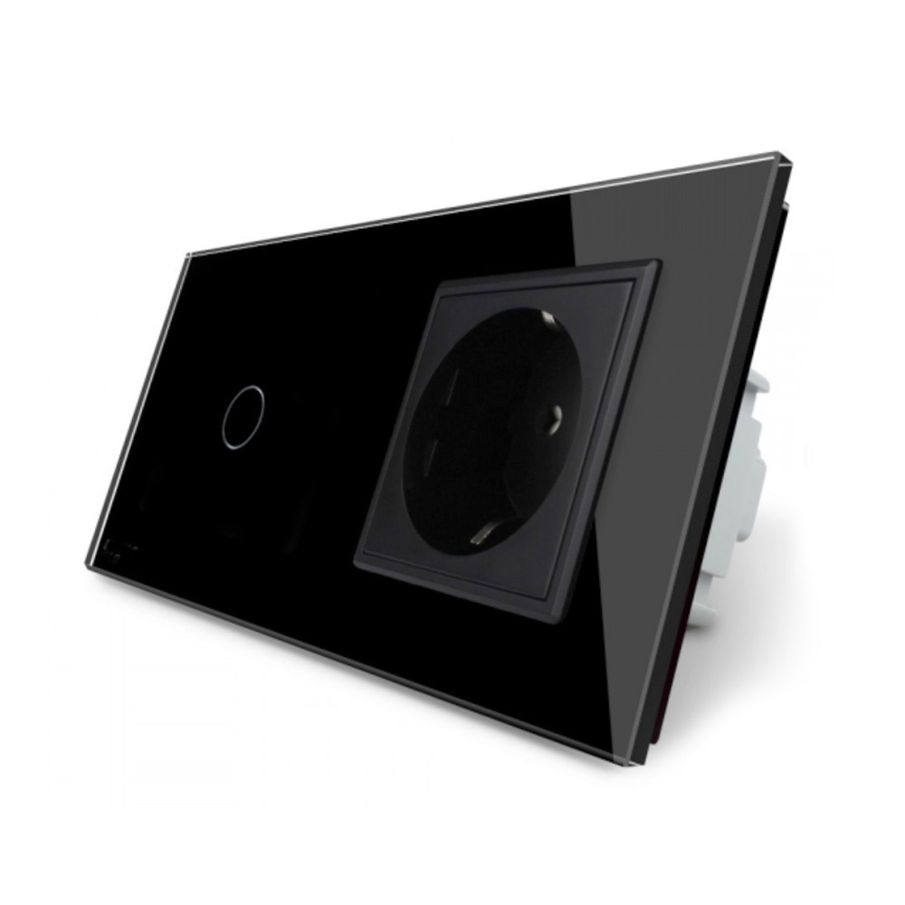 LEDBOX Conmutador táctil, 1 boton + 1 enchufe, frontal negro LIVOLO. Sistemas de control, Mecanismos LIVOLO