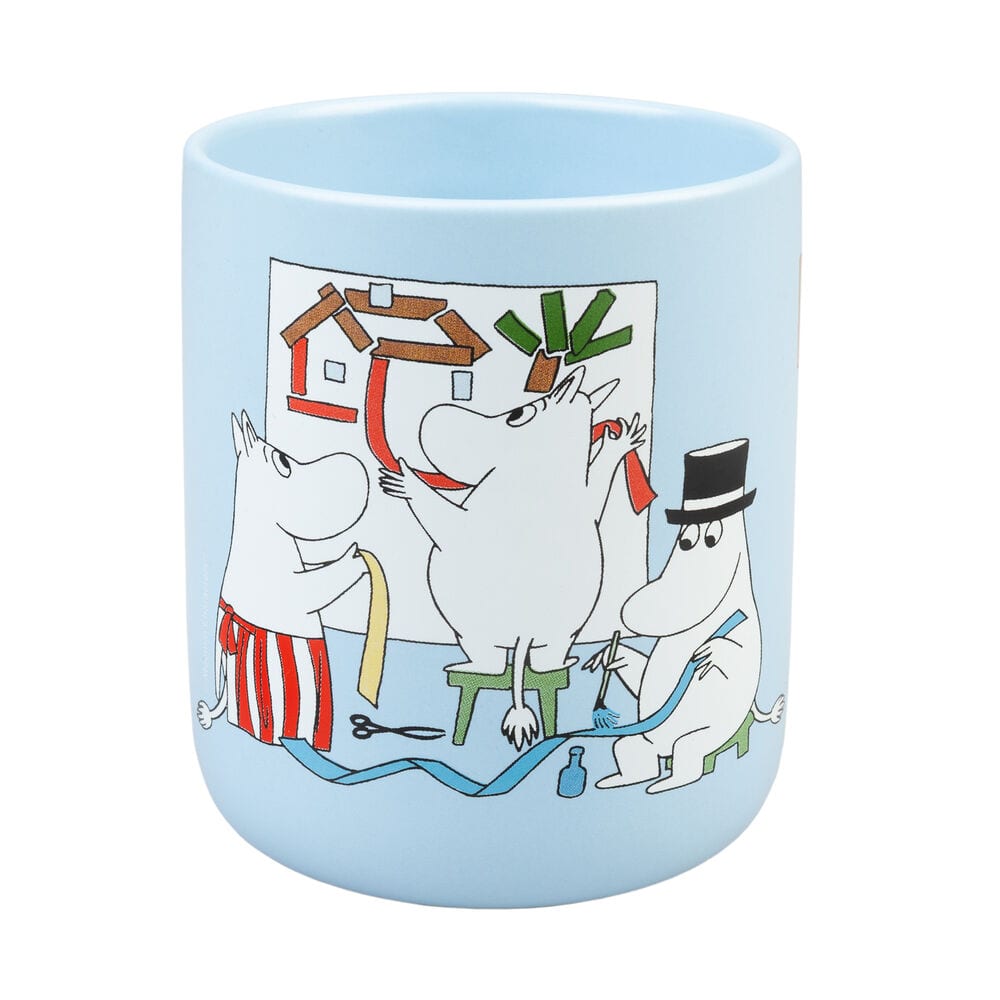 Portalápices Moomin, Cerámica Resistente, Diseño Ilustrado con Personajes Moomin y Little My, Multiusos para Escritorio y Casa, Organizador de Lápices y Brochas, Azul Claro