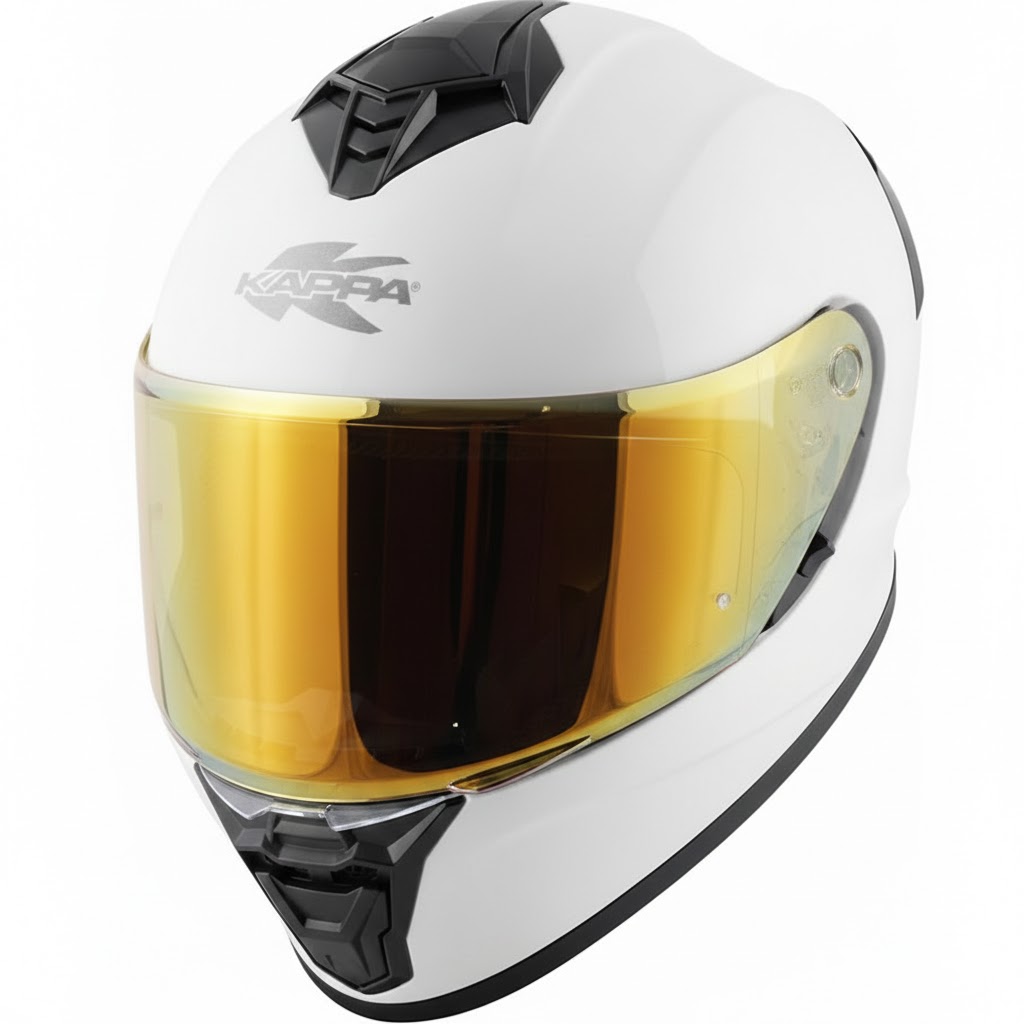 Casco de moto Integral Kappa KV51 Blanco Brillo + Pantalla decorada