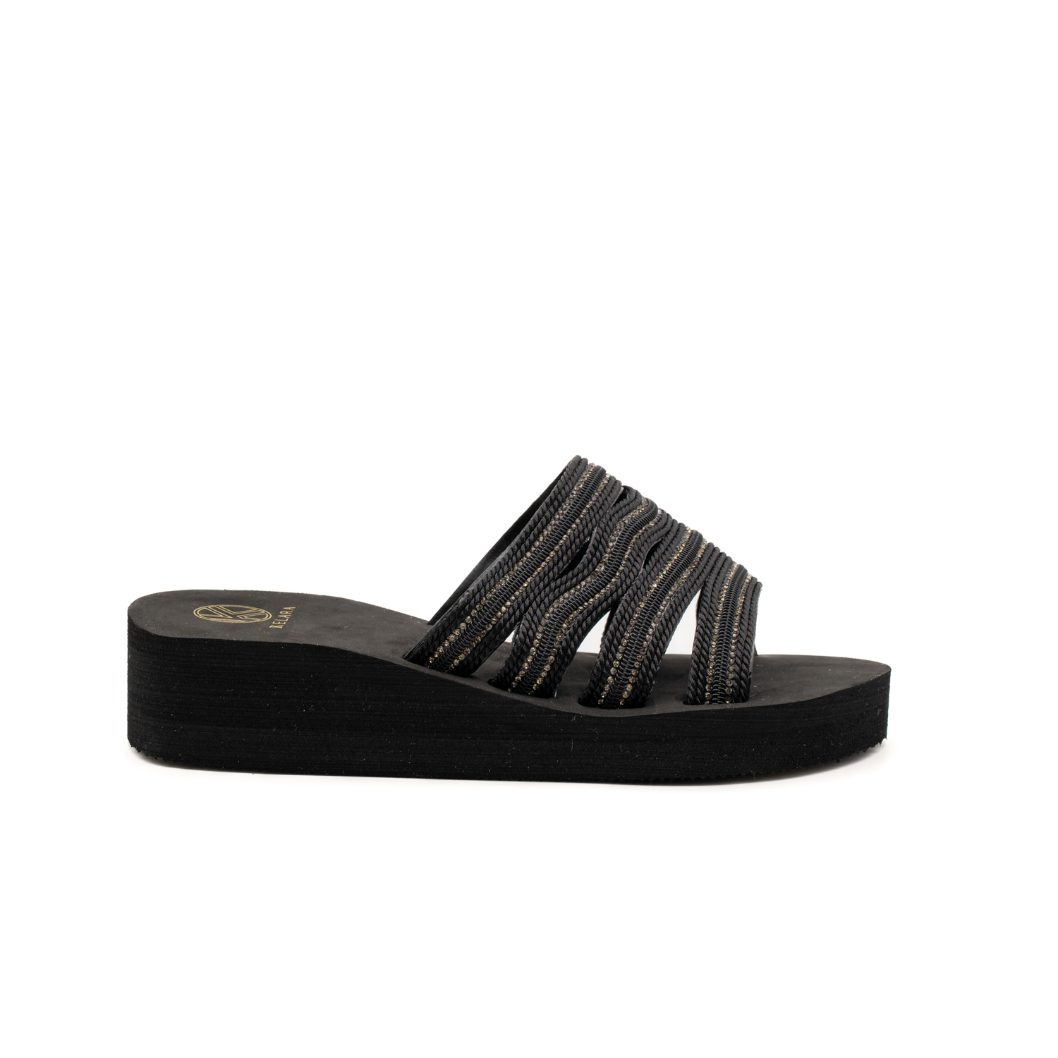 Kelara K62403 Sandalias de cuña de mujer con tiras brillantes