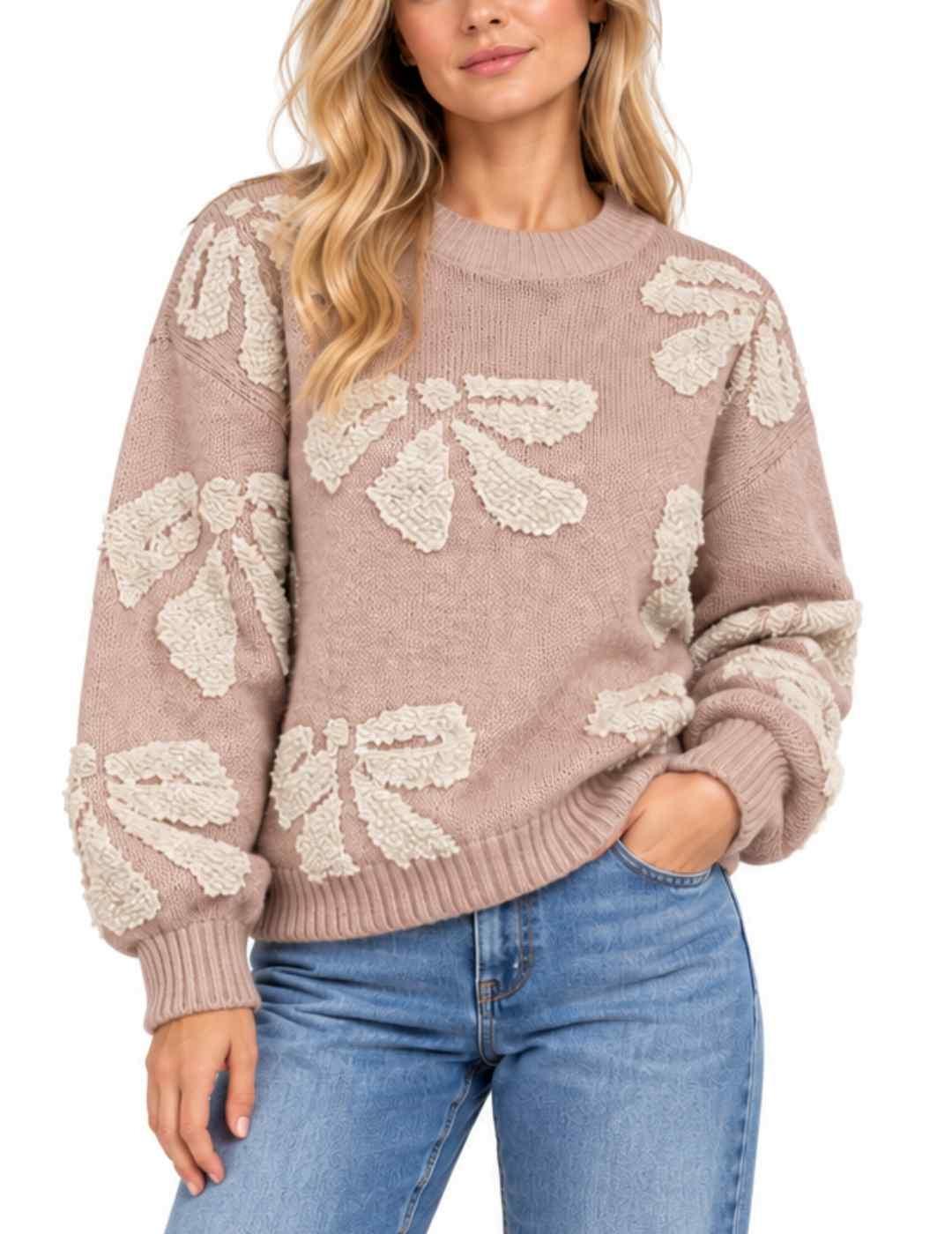 Jersey Only Harper marrón lazos de punto para mujer