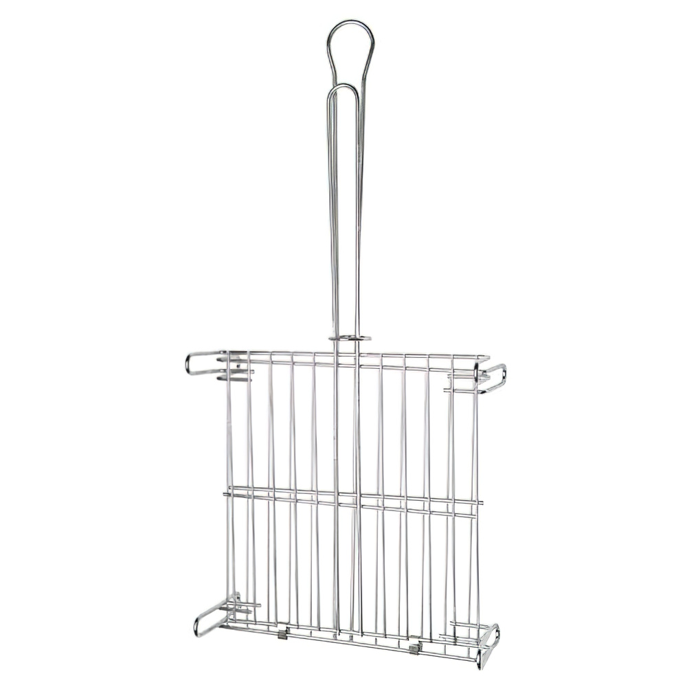 SATURNIA Parrilla Barbacoa Doble Cromada para Asar | Rejilla Cerrada de Seguridad Varias Medidas (25x25 a 50x50 cm) | Asadora con Cierre para Barbacoas, Camping y Playa
