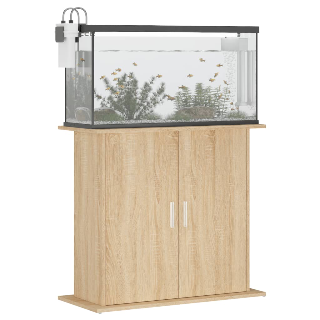 vidaXL Soporte de acuario madera ingeniería 81x36x73 cm Color Blanco brillante,  Gris hormigón,  Roble ahumado y mas