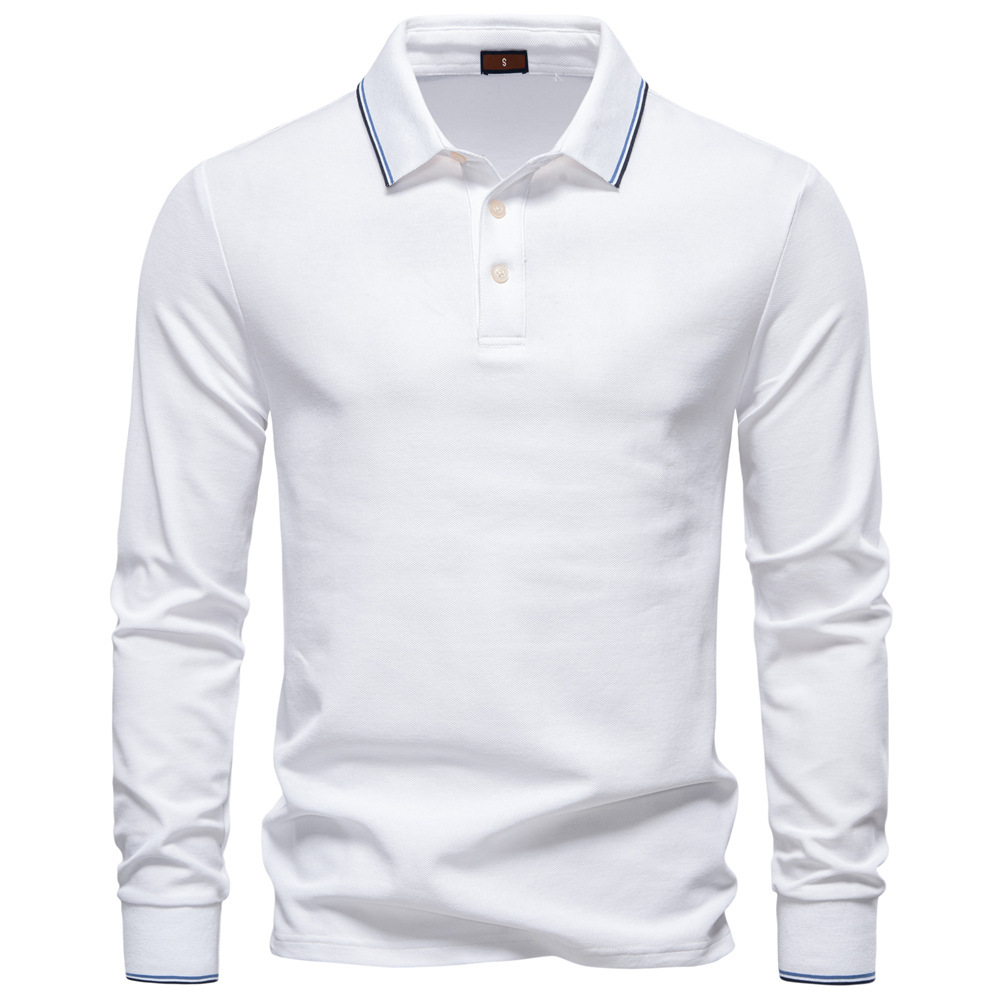 TK Camiseta polo de manga larga para hombre, estilo otoño, con solapa, color liso.