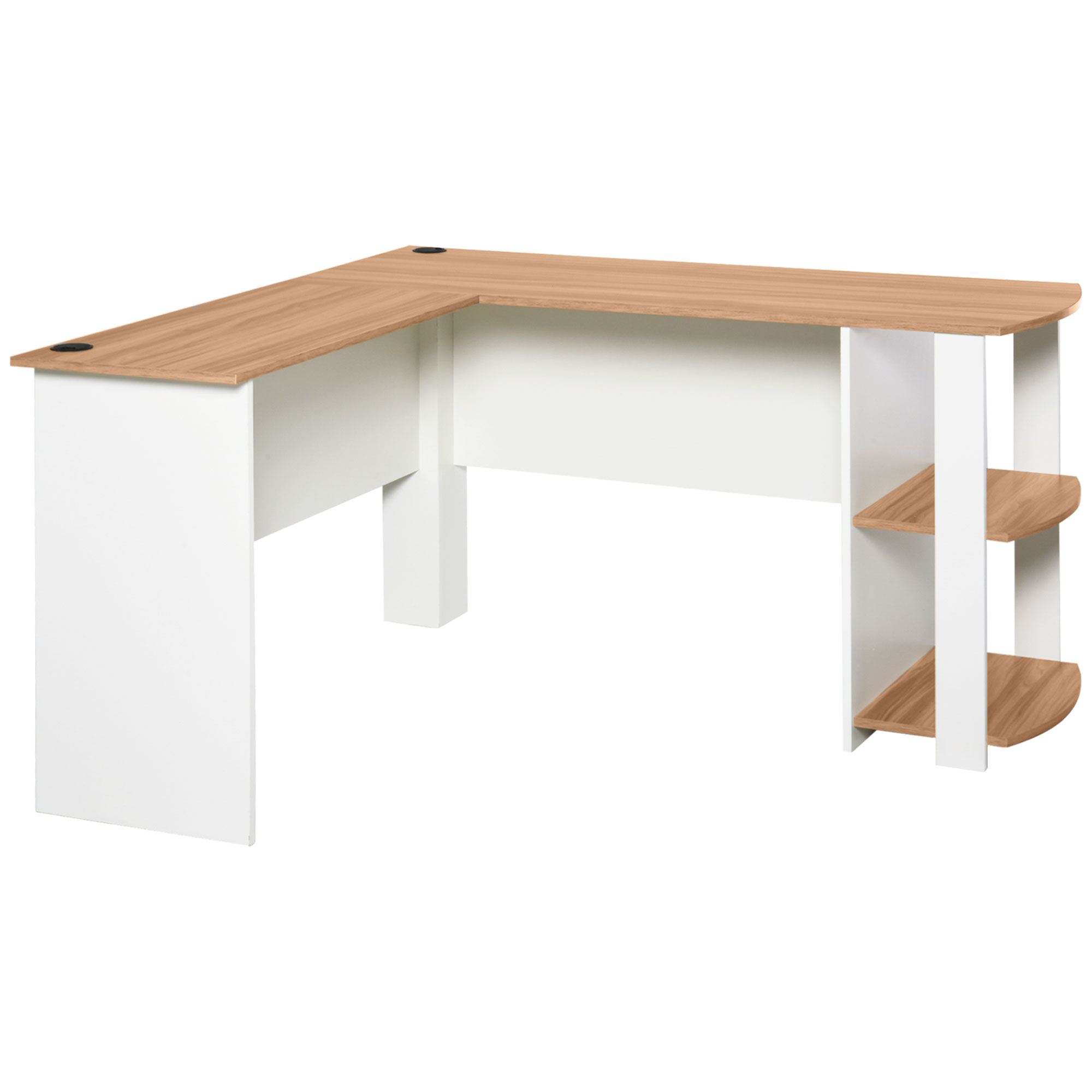 Homcom Mesa De Ordenador Pc Escritorio Para Oficina Hogar Tipo Esquinera Forma L Con Estantes 136X130X72Cm Madera
