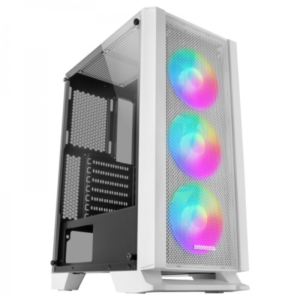 Mars gaming mc-c semitorre gaming - iluminacion frgb - ventana cristal templado - soporte refrigeracion liquida - compatible atx/matx/mini-itx - color blanco