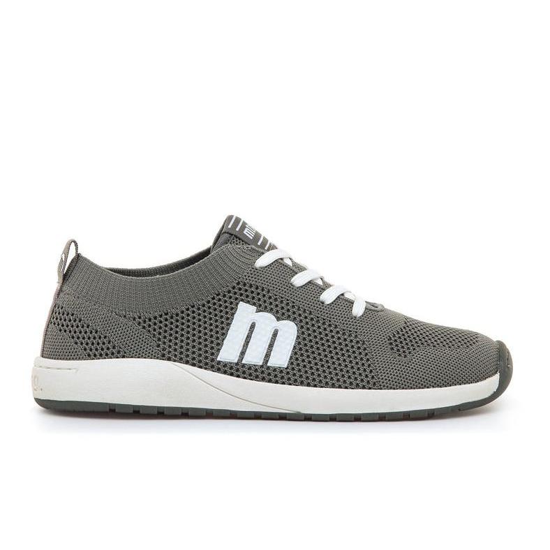 Zapatillas niño Mustang free barefoot color Knit grey gris con cierre de cordones calzado respetuoso textil rejilla para juniors y con plantilla de trasición para los que no estan acostumbrados al calzado barefoot muy comodas y frescas