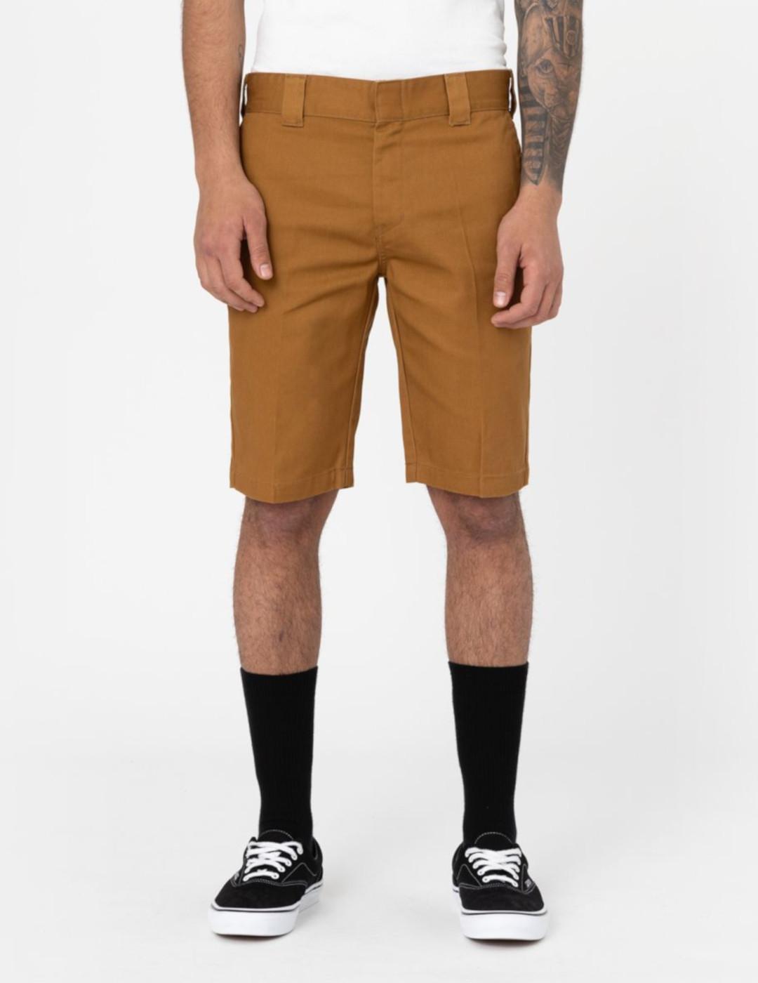 Dickies Pantalón Corto Slim Fit Marrón Pato con Bolsillos Laterales