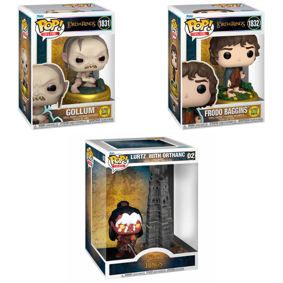 Funko Pop El Señor De Los Anillos Pack X 3 Unidades Gollum Glows In The Dark 1831 Frodo Baggins Glows In The Dark 1832 Lurzt Con Orthanc Moment 02 Figura Coleccionable