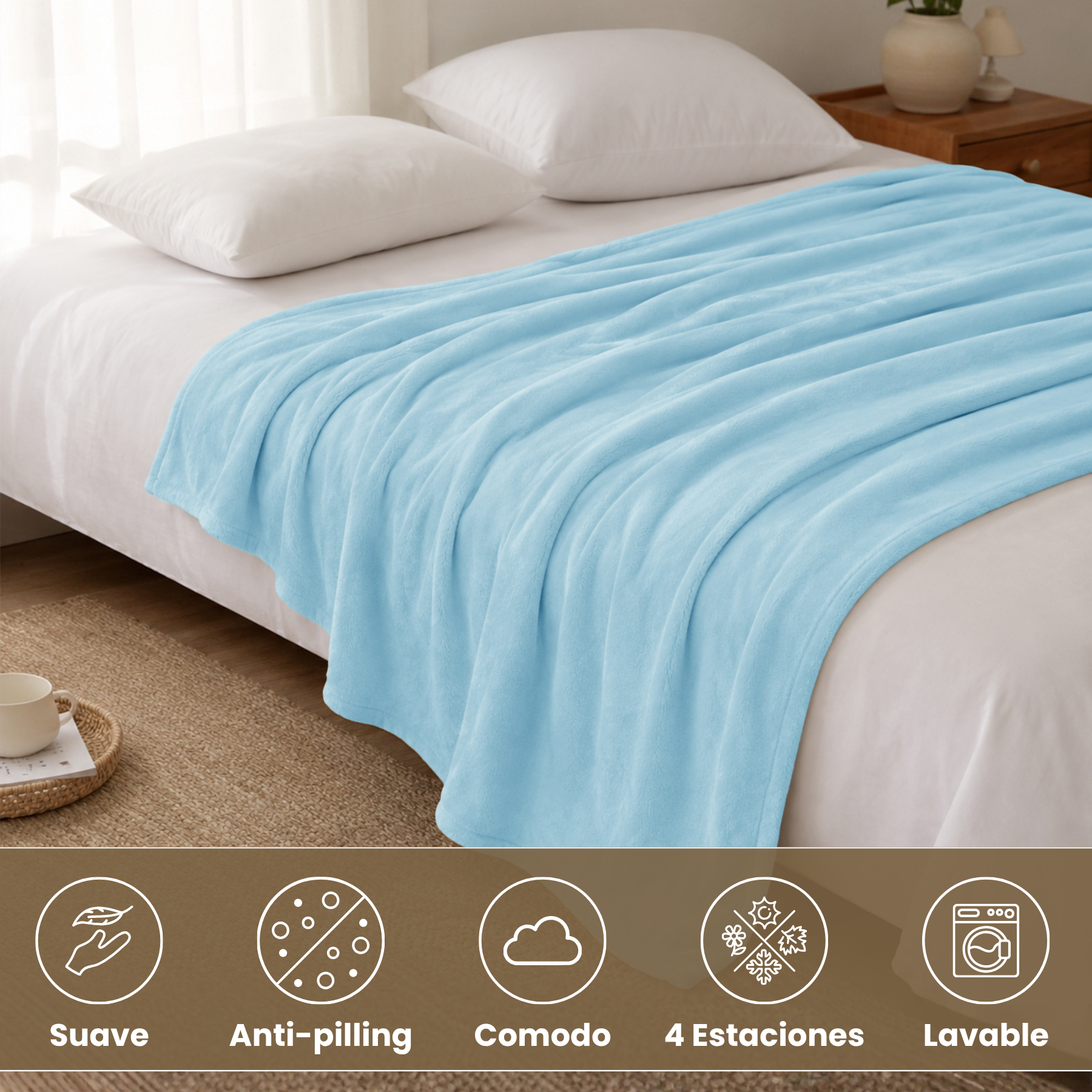 Manta Sedalina Franela Extra Suave 100% Poliéster OEKO-TEX, cálida y duradera para dormitorio, salón y viaje. Segura para bebés y mascotas, lavable fácil de cuidar, 3 tamaños, ideal sofá, salón compartido y camas grandes invierno