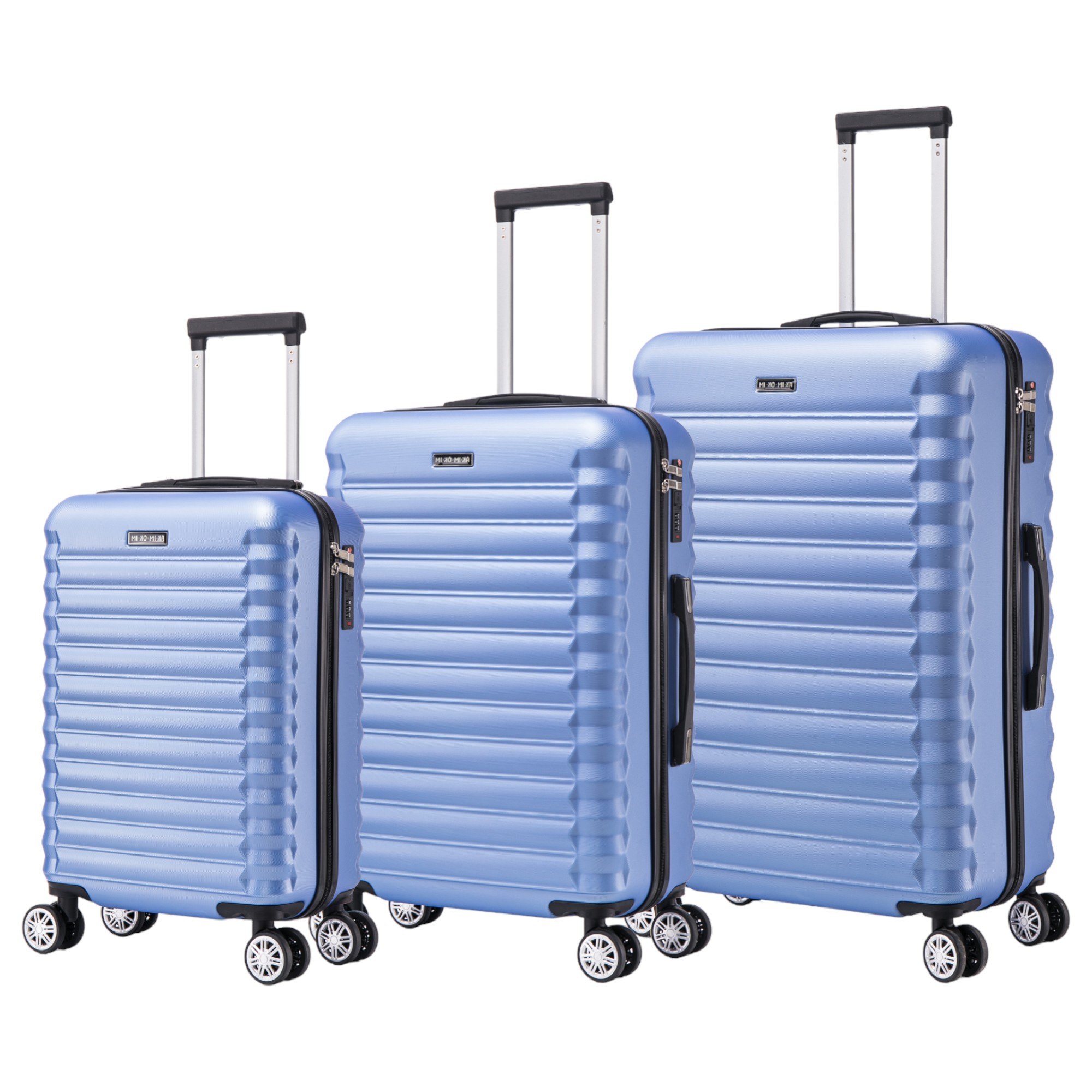 Conjunto de Maletas de Viaje Elegantes: Carcasa Ligera de ABS, Cerradura Numérica, 4 Ruedas Giratorias 360°, Asa Telescópica de Aluminio Juego de Maletas Set Trolley Maleta Cabina (7590 M002 8008 6020 D1)