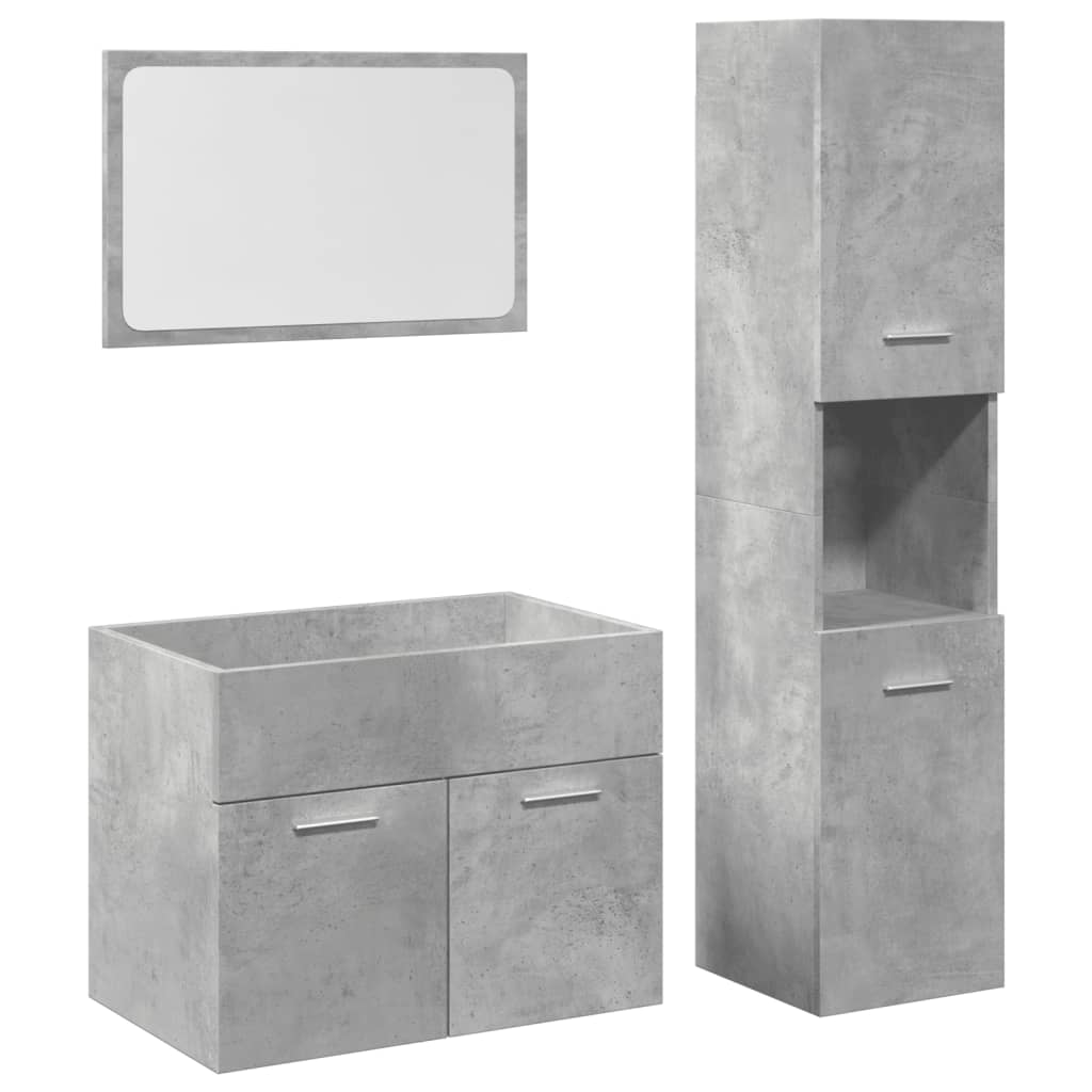 vidaXL Set muebles de baño 2 piezas madera contrachapada gris hormigón