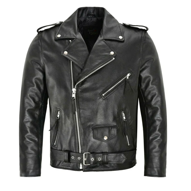 TK Chaqueta De Cuero PU Para Hombre Moda Motorcicleta Ajustada Con Cierre De Cremallera Y Collarín Redondo De Tencel Y Algodón