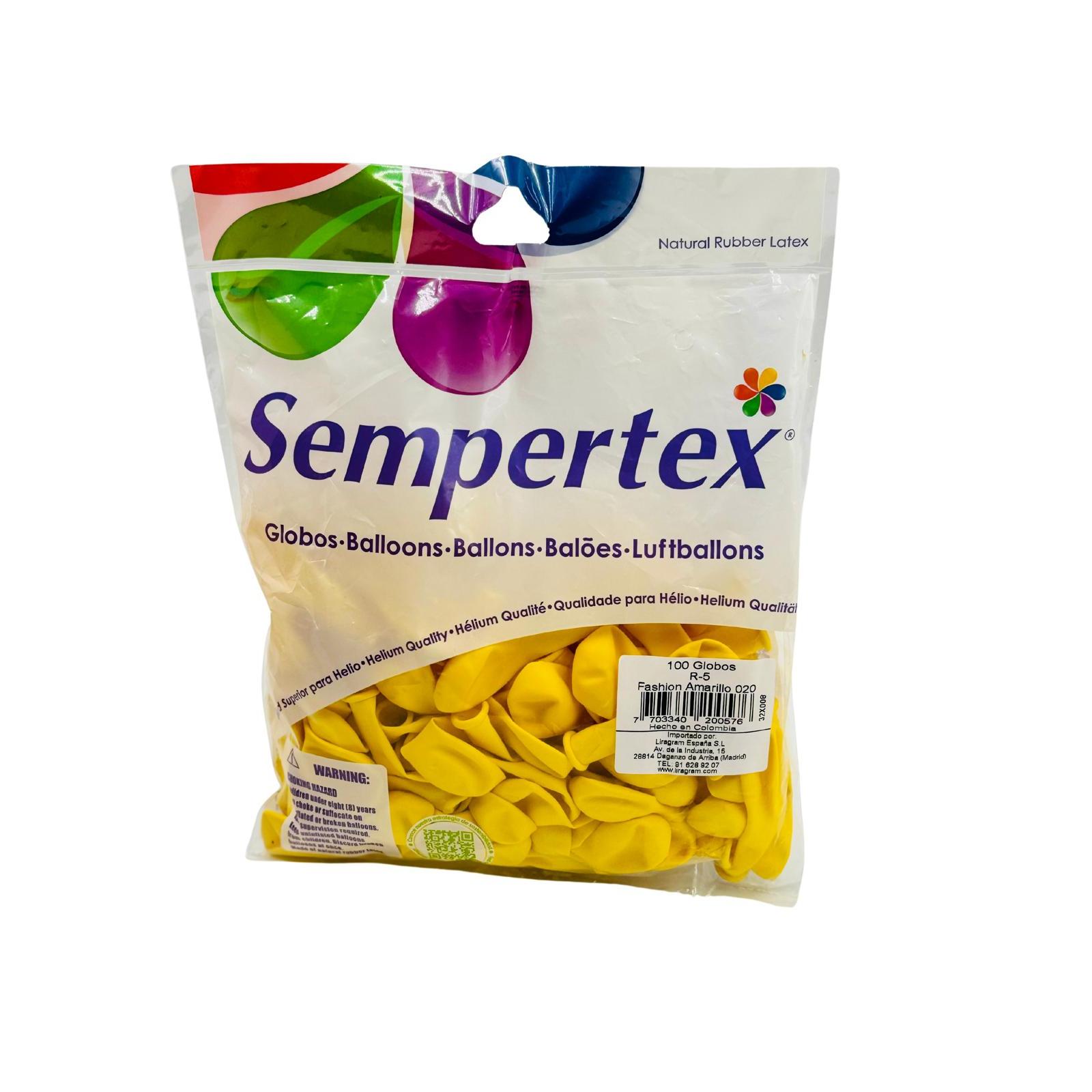 Globos Látex, Color Amarillo. Medida R5/12.5 CMS. Bolsa De 100 Unds. Fashions Colores Sólidos. Globos Profesionales. #SEMPERTEX