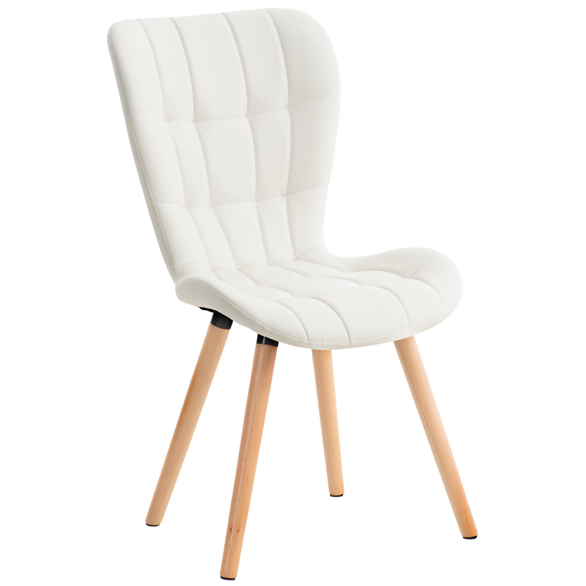 Silla de Comedor Elda Tapizada en Cuero Sinttico Blanco
