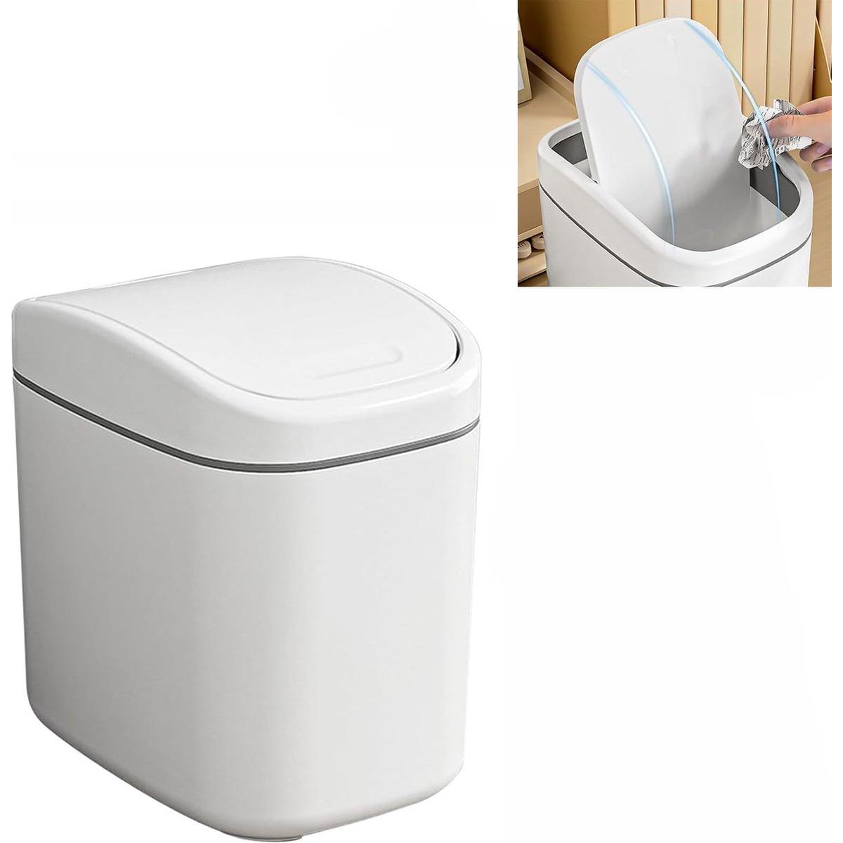 Papeleras de encimera - Papelera para coche - Con tapa abatible - Papelera pequeña de encimera - Mini papelera - Papelera de mesa - Papelera de plástico - Papelera de baño - Papelera de reciclaje - Papelera práctica - Papeleras de oficina - Hogar / Oficin