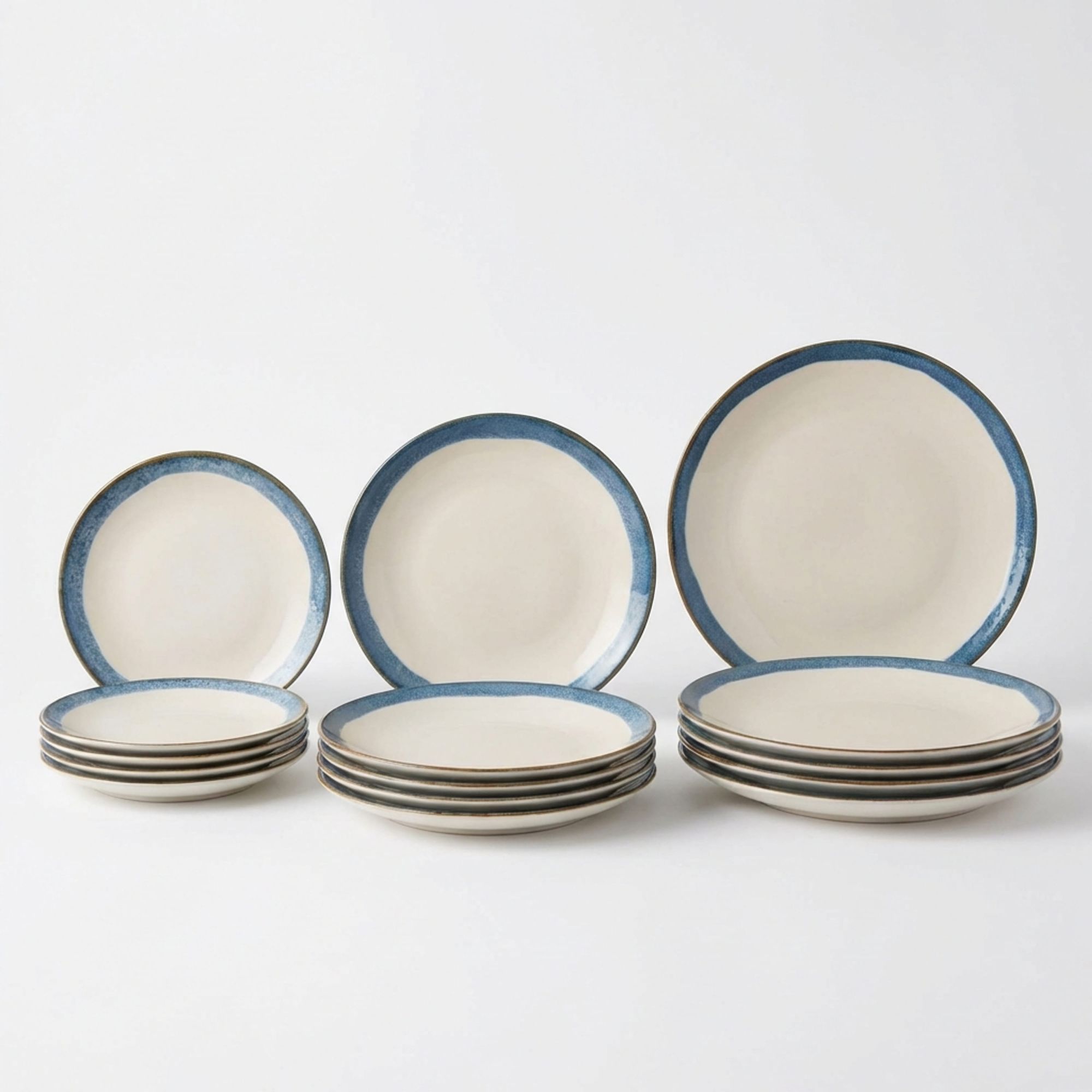 SANTA CLARA | Vajilla Completa 12 Piezas de Cerámica Stoneware para 4 Personas, Forma Coupe Redonda, Diseño Decorado Actual, Apta para Microondas y Lavavajillas, Uso Diario en Hogar y Cocina