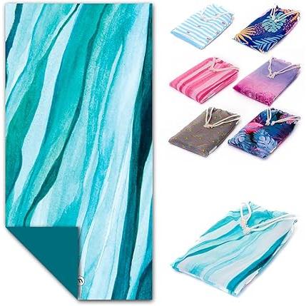 DECASATEXTIL- Toalla de Playa Grande Microfibra, Secado Rápido, Tamaño 90x180cm-Incluye Bolsa a Juego- Sin Arena, Súper Ligera para Piscina,Playa, Gimnasio, Gimnasio y Viajes-Calidad Premium