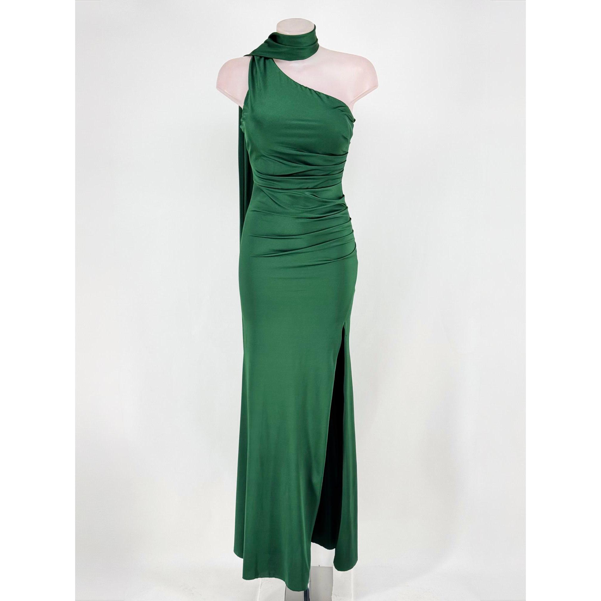 Vestido Largo Mujer Asimétrico de Un Hombro. Vestido Elegante con Abertura Lateral, Drapeado y Capa Fluida, Vestido Fiesta Invitada Boda Disponible en Amplia Gama de Colores