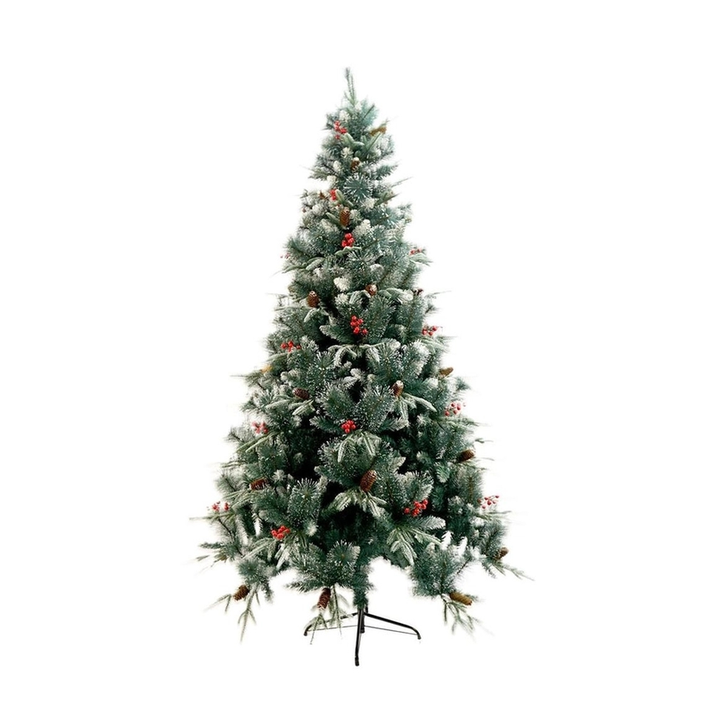 PLUSHOME Árbol de Navidad con Base Soporte Metálica Tamaño 60,90,120,150,180,210,240CM - Blancos, Fruto Rojo, Nevado Harry, Nieve, Pino, Rosa Classic, Verdes
