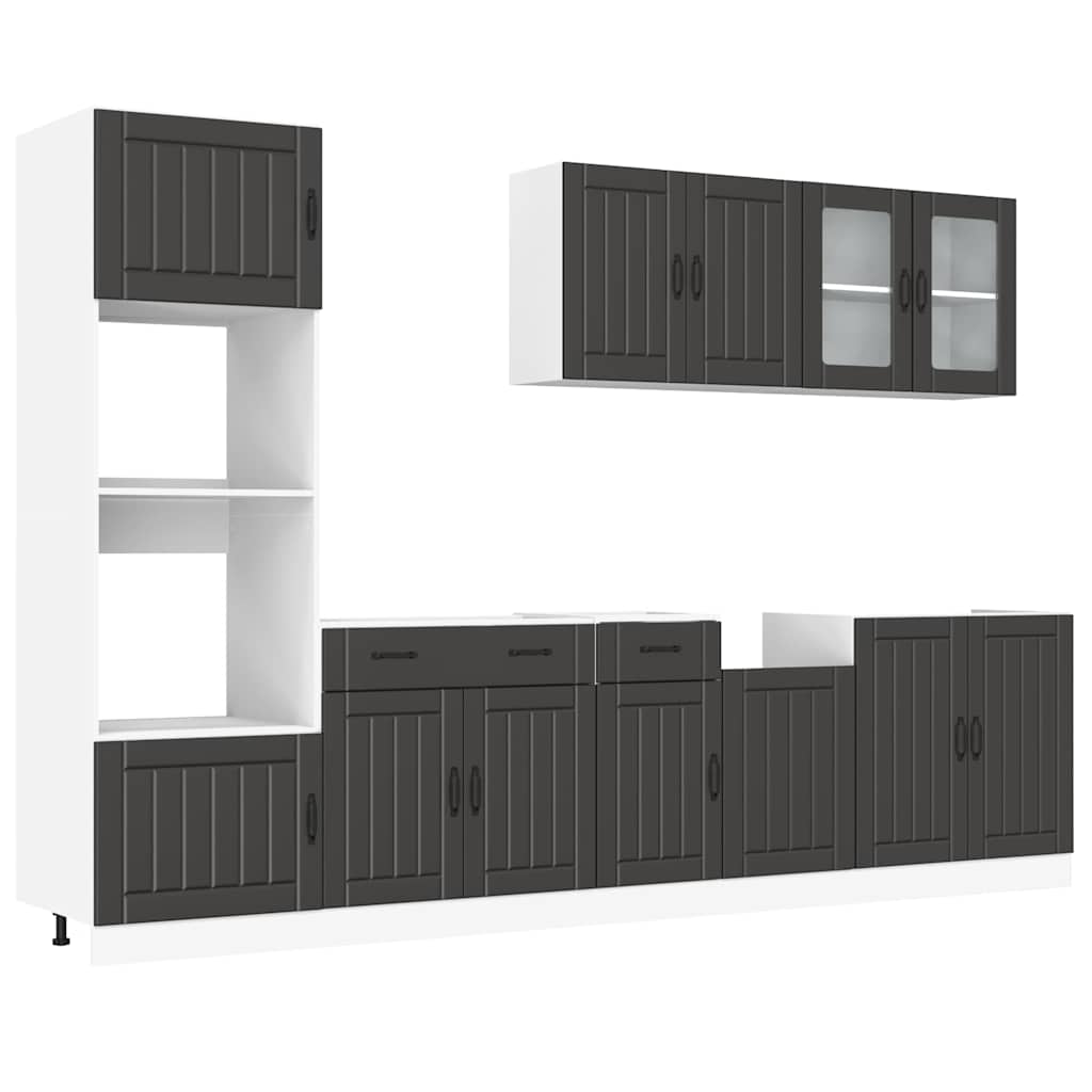vidaXL Mueble de cocina Kalmar negra 7 piezas madera contrachapada