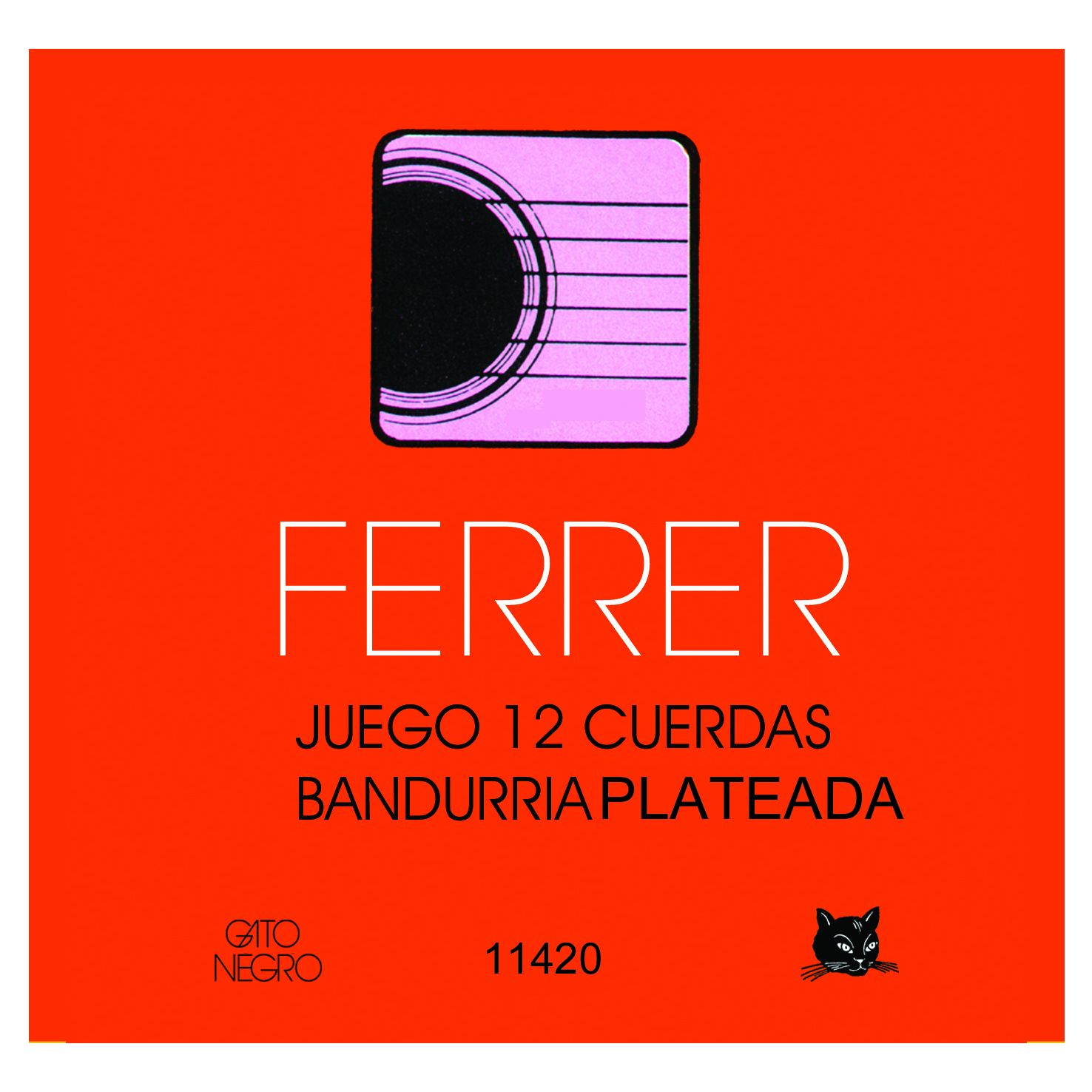 Juego de cuerdas para Bandurria Ferrer by Gato Negro de Acero Plata. Fabricadas artesanalmente en acero y cobre plateado de alta calidad en España desde 1868