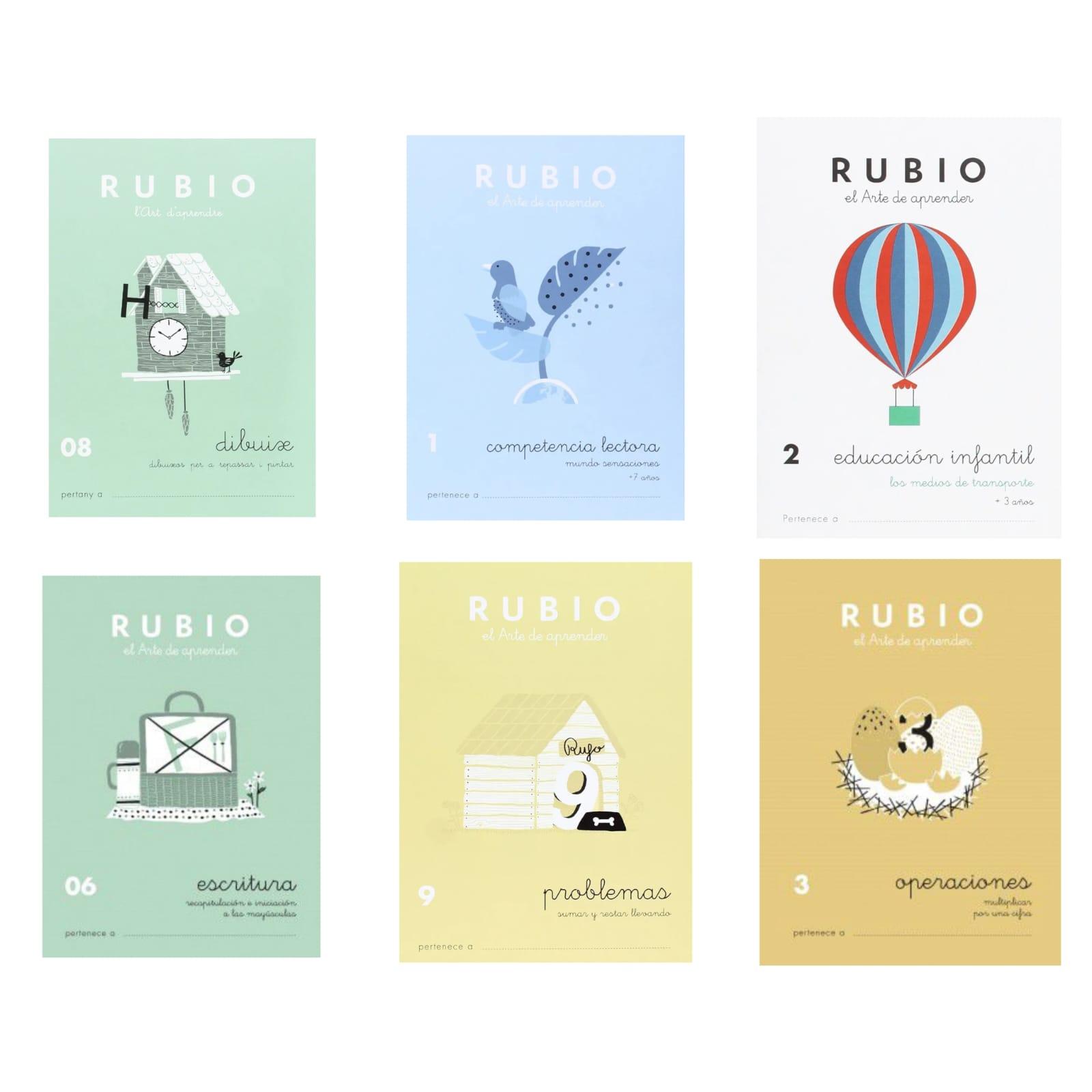 Cuaderno rubio juego 5 cuadernos seleccionados para 3años-11años entre escrituras,operaciones,dibujos,educacion infantil,copetencia lectora,problemas etc... Envio Aleatorios