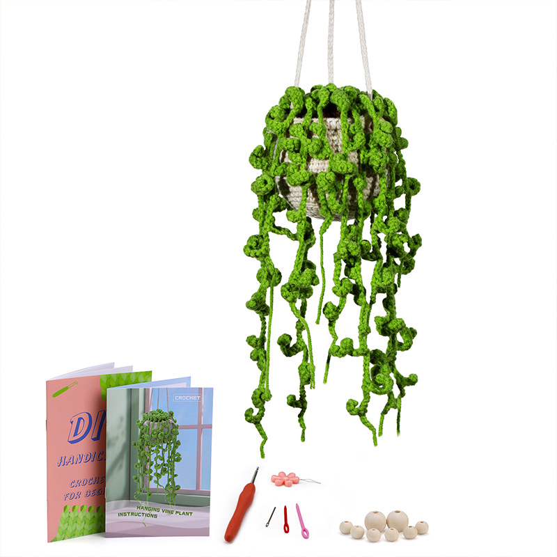 Macrame Plant Hanger Kit for Beginners, DIY Hanging Basket Planter with English Instructions, Cotton Rope for Home Decor
