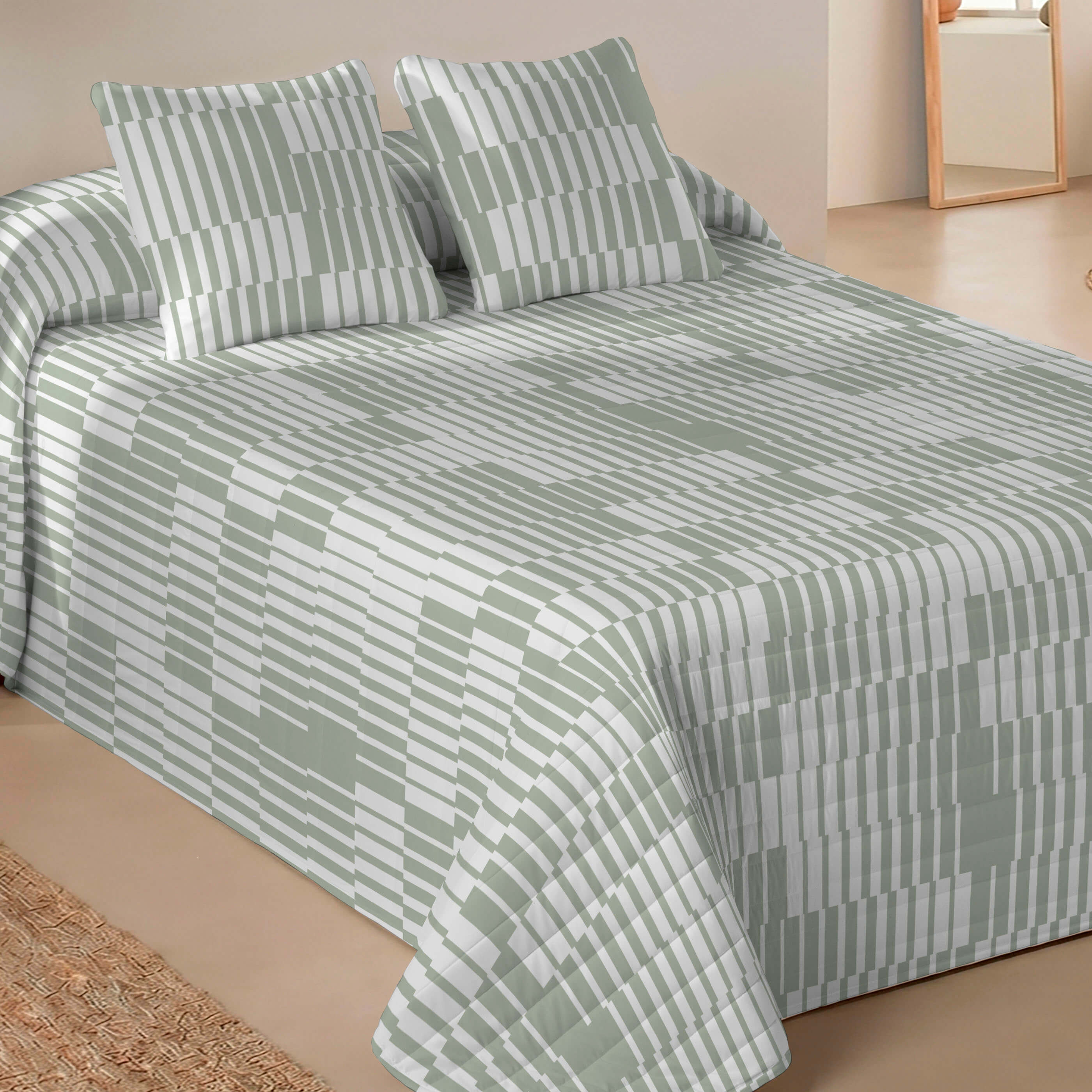 SANDAL - Colcha Bouti Estampada 100% Microfibra - Súper Suave y Transpirable - Incluye 1 o 2 Fundas de Cojín - Disponible para Cama 90/135/150/180 cm - Fabricado en España