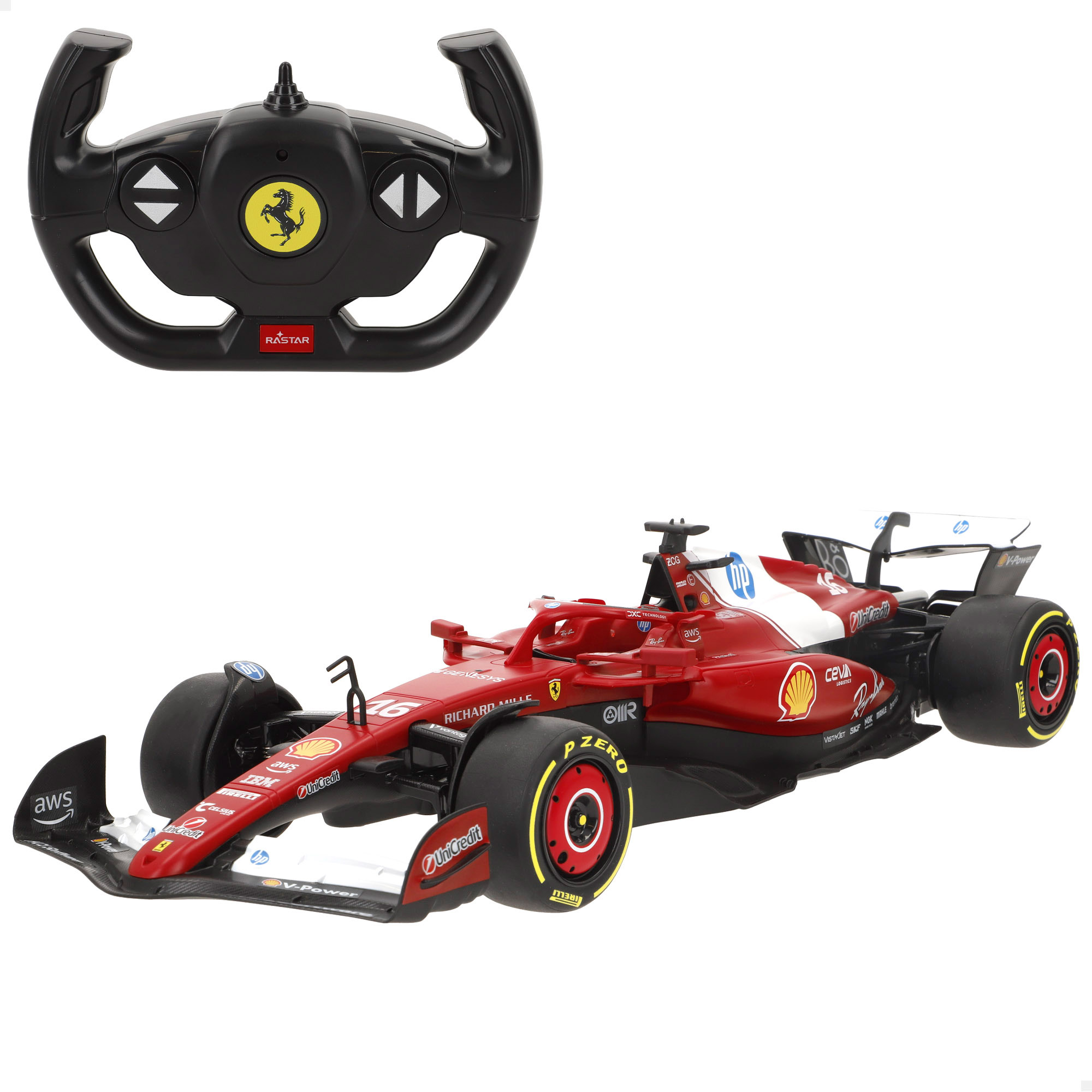 RASTAR - Coche radiocontrol Ferrari SF-25 nº 16, escala 1:12, 6 funciones,  coches de carreras, licencia oficial, recomendado a partir de 6 años