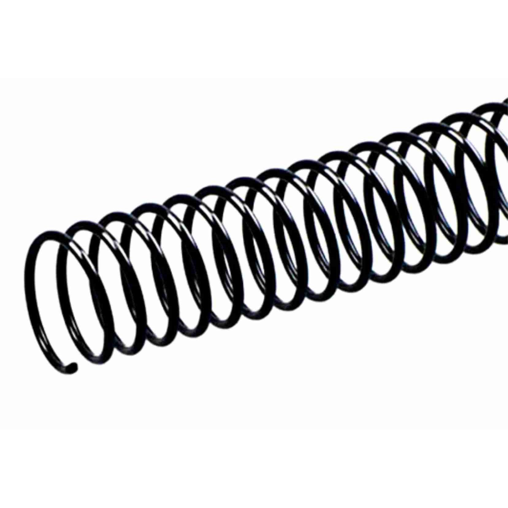 Q-Connect - Espiral Metálica Negro | Caja de Espirales Metálicas para Encuadernado, Paso 5:1, 1 Mm Grosor, 64 Vueltas