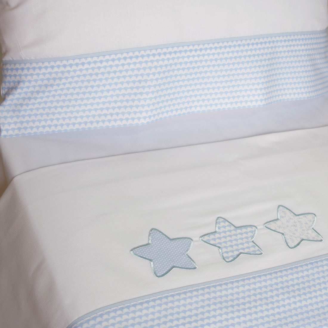 10XDIEZ Juego de sábanas cuna estrellas 476 bco/ - Tejidos suaves y resistentes que garantizan confort y protección para el bebé