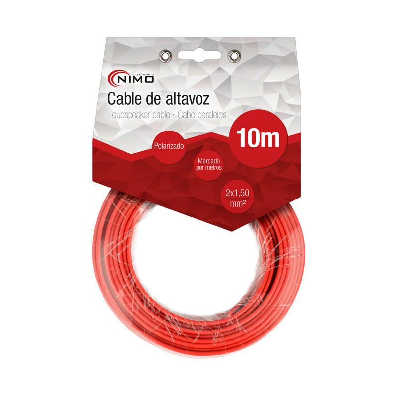 Cable para altavoz 2x1.5mm, Rojo-Negro 10m