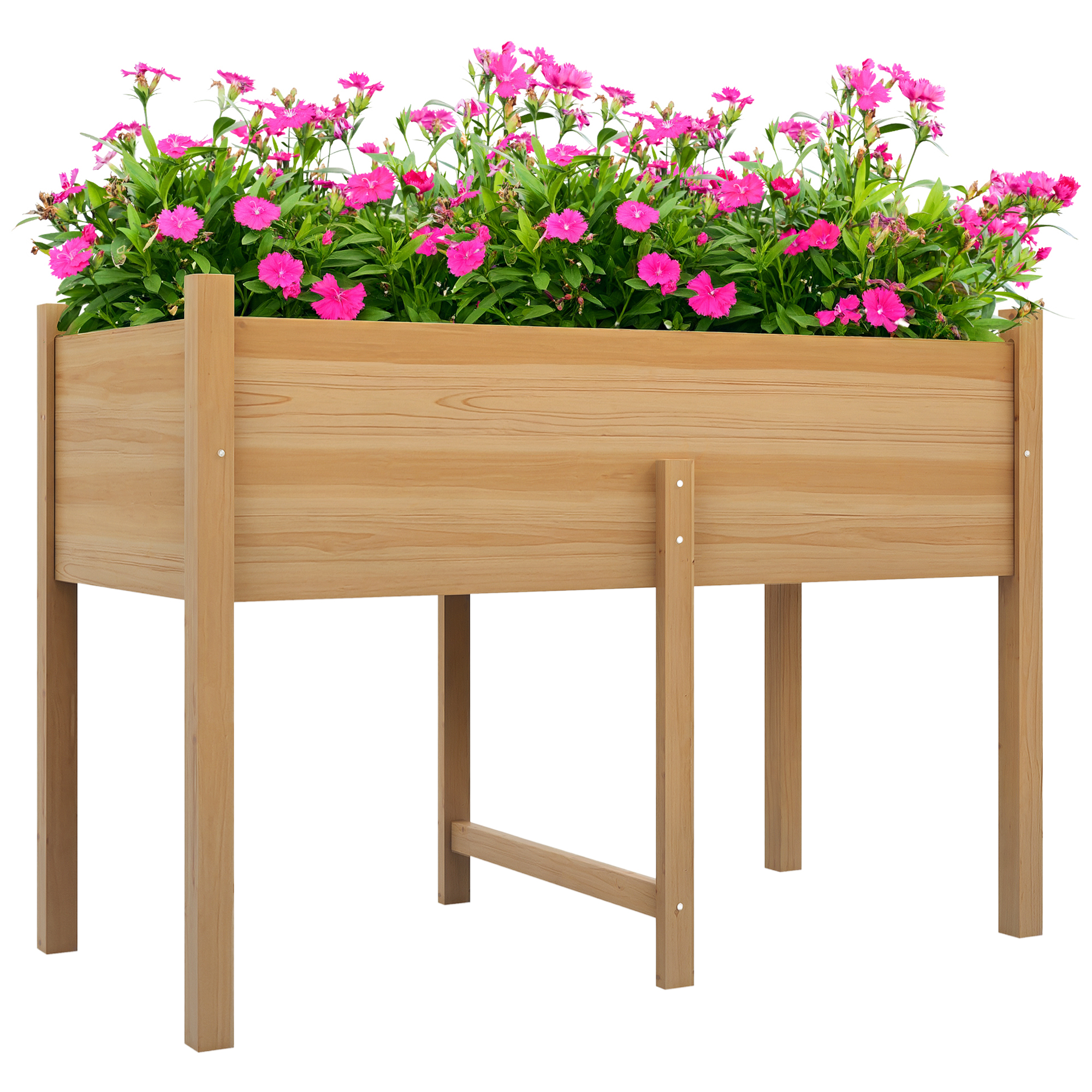 Outsunny Huerto Urbano Elevado Mesa de Cultivo de Madera 115x55x80 cm Jardinera de Cultivo con Tela no Tejida Carga 100 kg para Cultivo Plantas Flores Verduras Natural