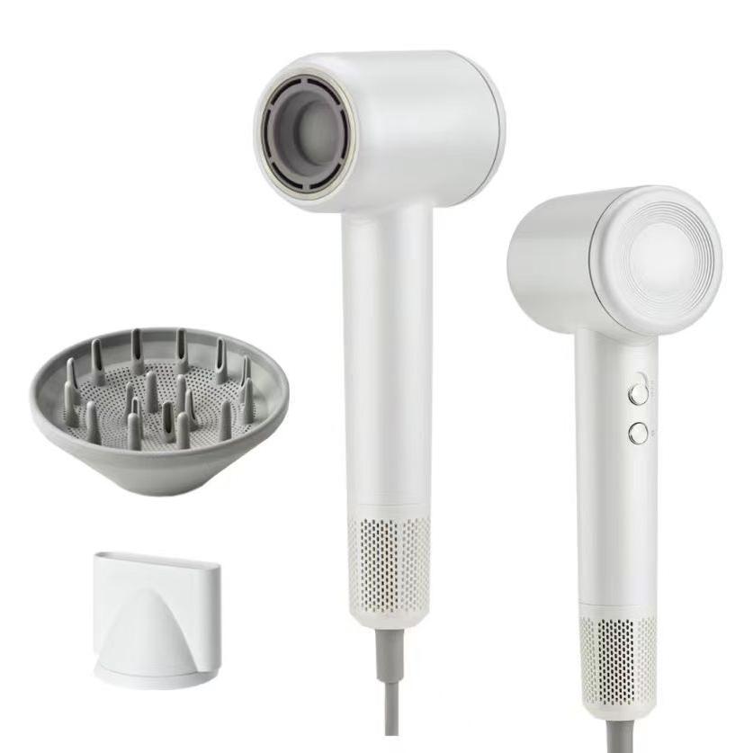 Secador de Pelo Iónico, Secado Rápido con Motor de Alta Velocidad, 2 Niveles de Temperatura, Tecnología de Iones Negativos, Ligero y Compacto, 1400W - Blanco o Gris