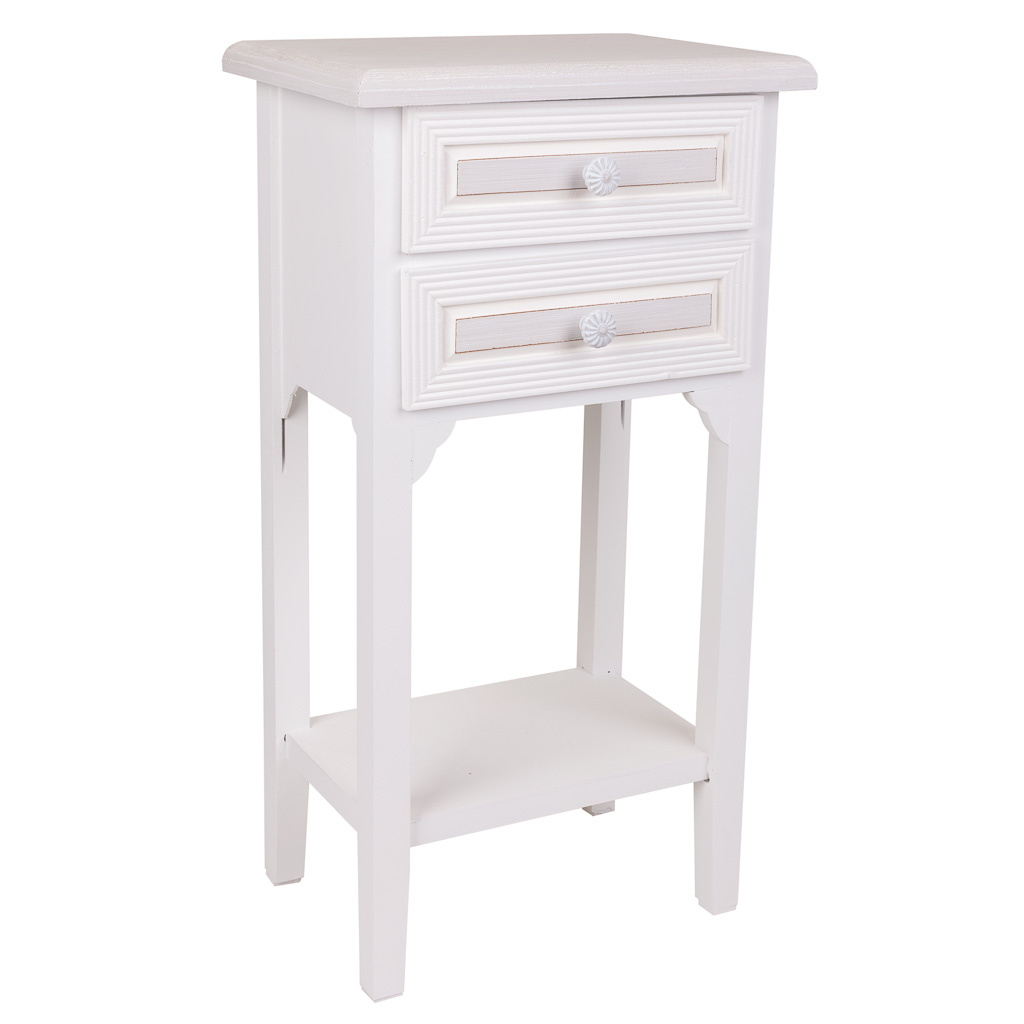 Wonderlust Deco - Mesita telefonera de madera de 2 cajones blanco 37x26.5x69.5 Blanco 37x26.5x69.5