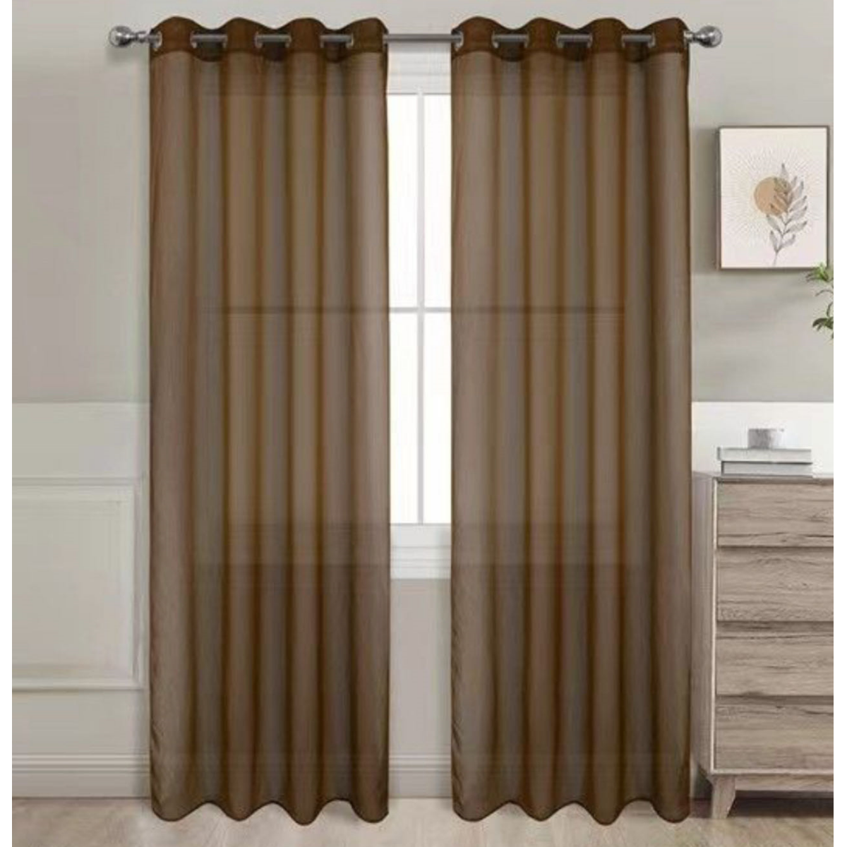 Cortina Transparente 2 Hojas Cortina Translucida de Dormitorio Moderno 8 Ojales Color Puro Visillo Decorativo para Ventana Salón Cuarto Dormitorio Comedor Cocina Oficina 140x260cm 7912